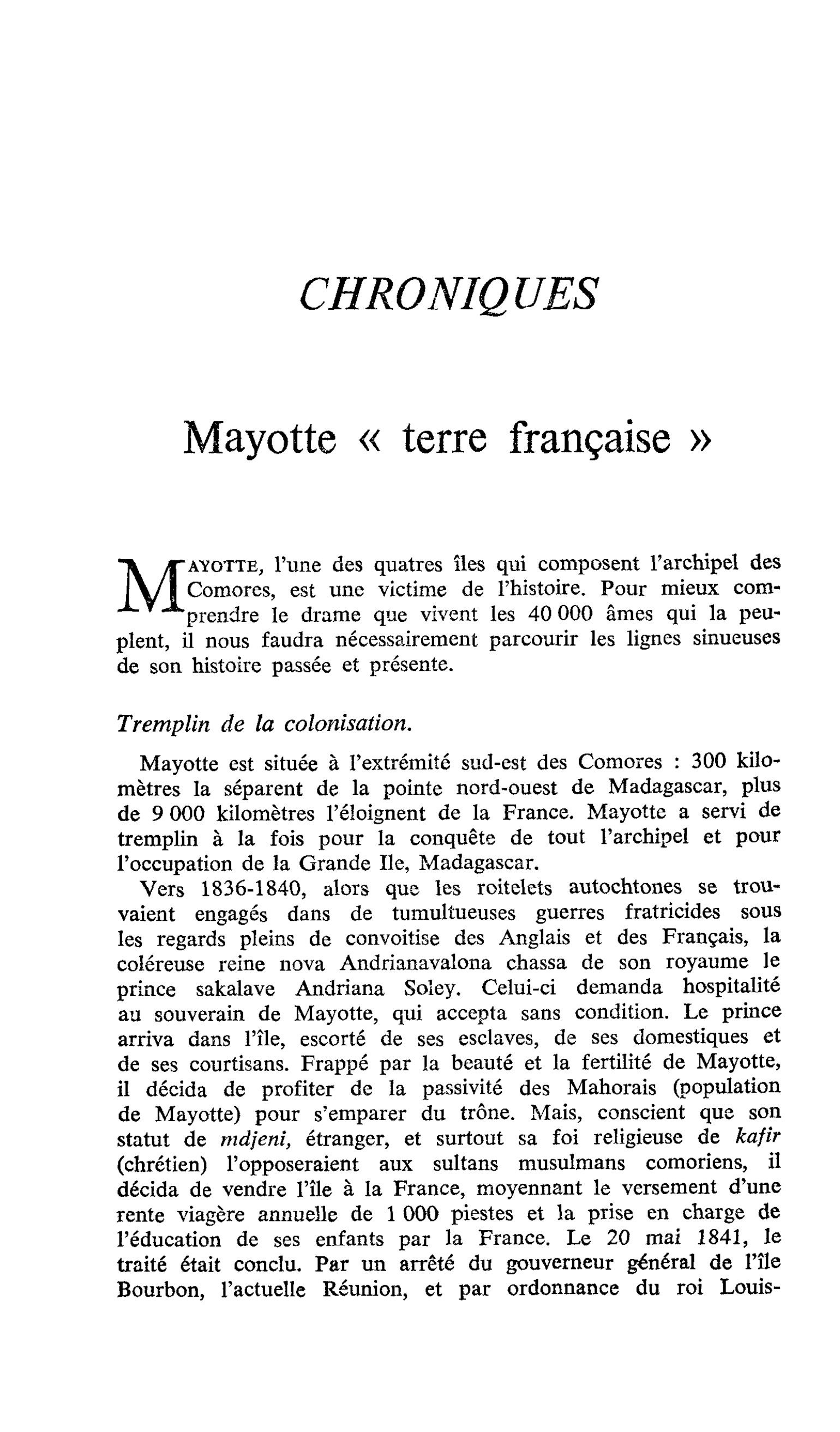 Mayotte « terre française »