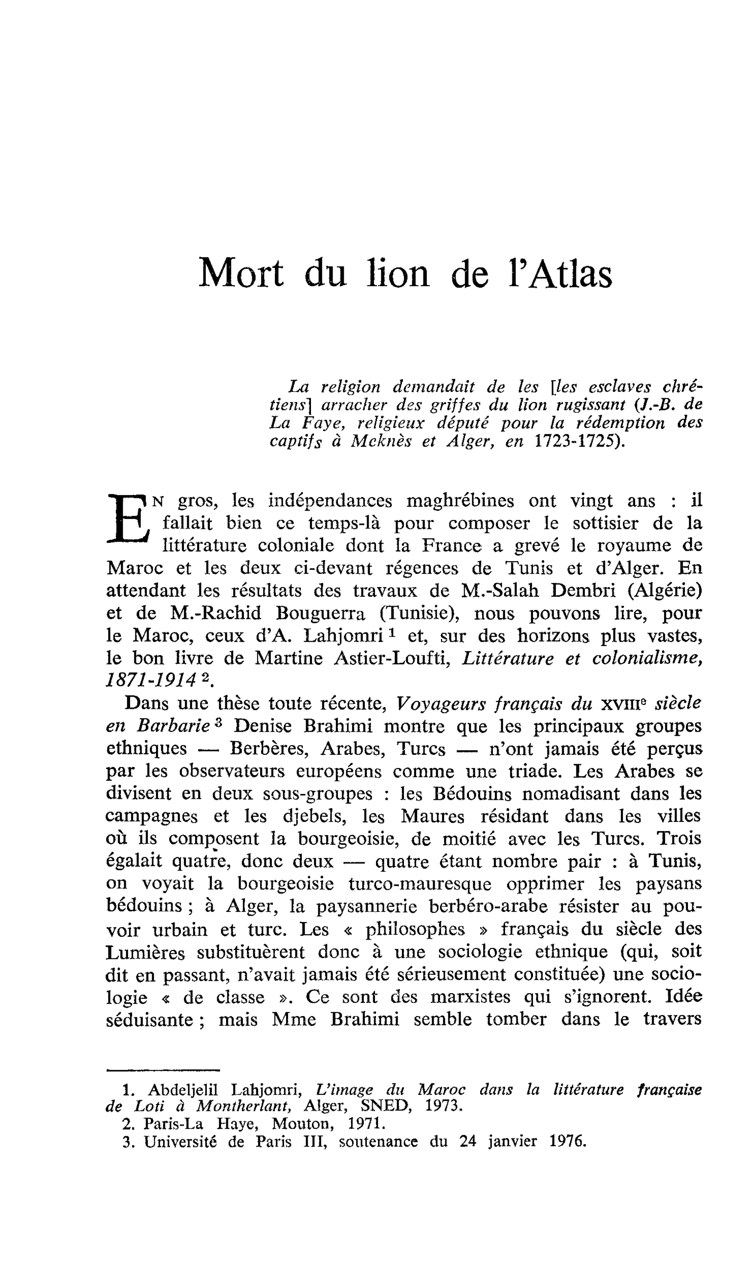 Mort du lion de l’Atlas