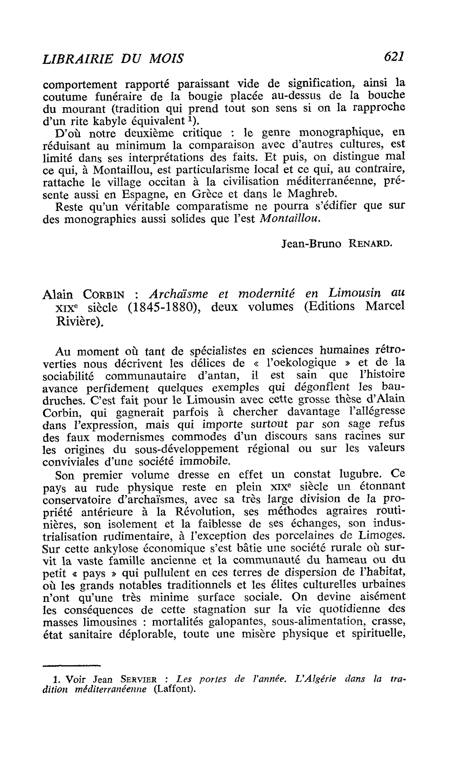 Alain CORBIN : Archaïsme et modernité en Limousin au XIXe siècle (1845-1880), deux volumes