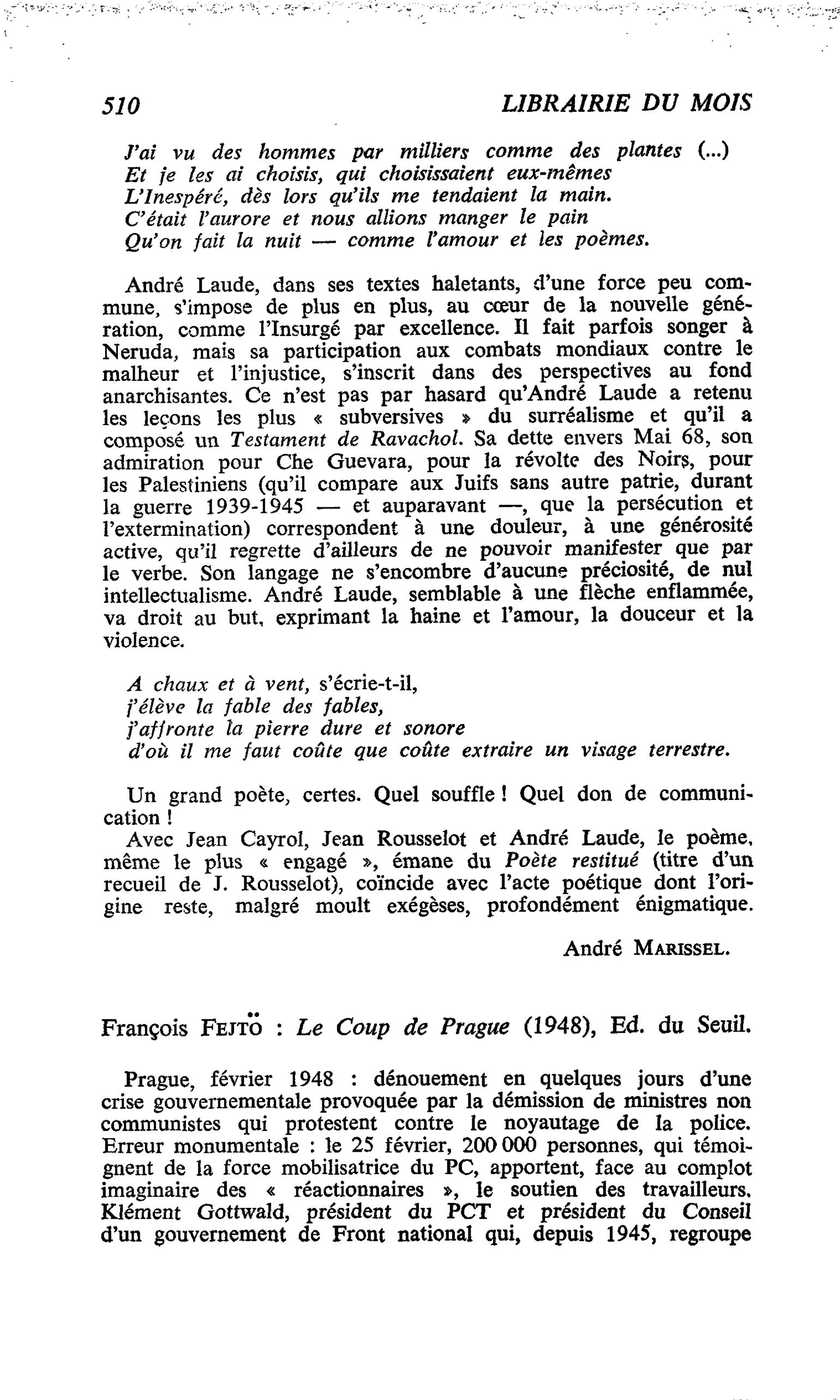 François Fejtö : Le Coup de Prague