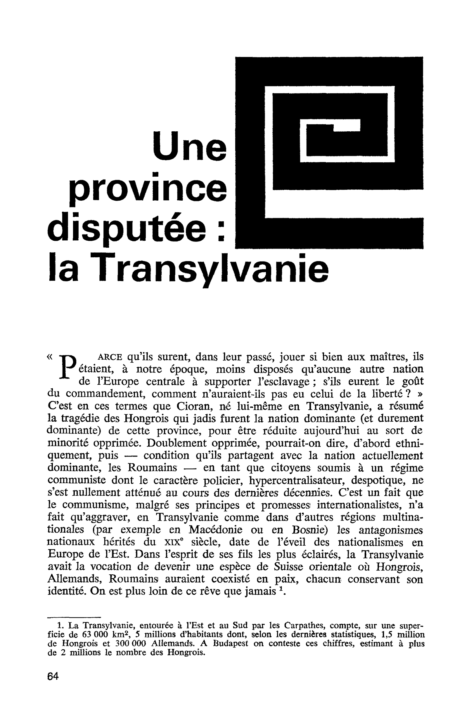 Une province disputée : la Transylvanie