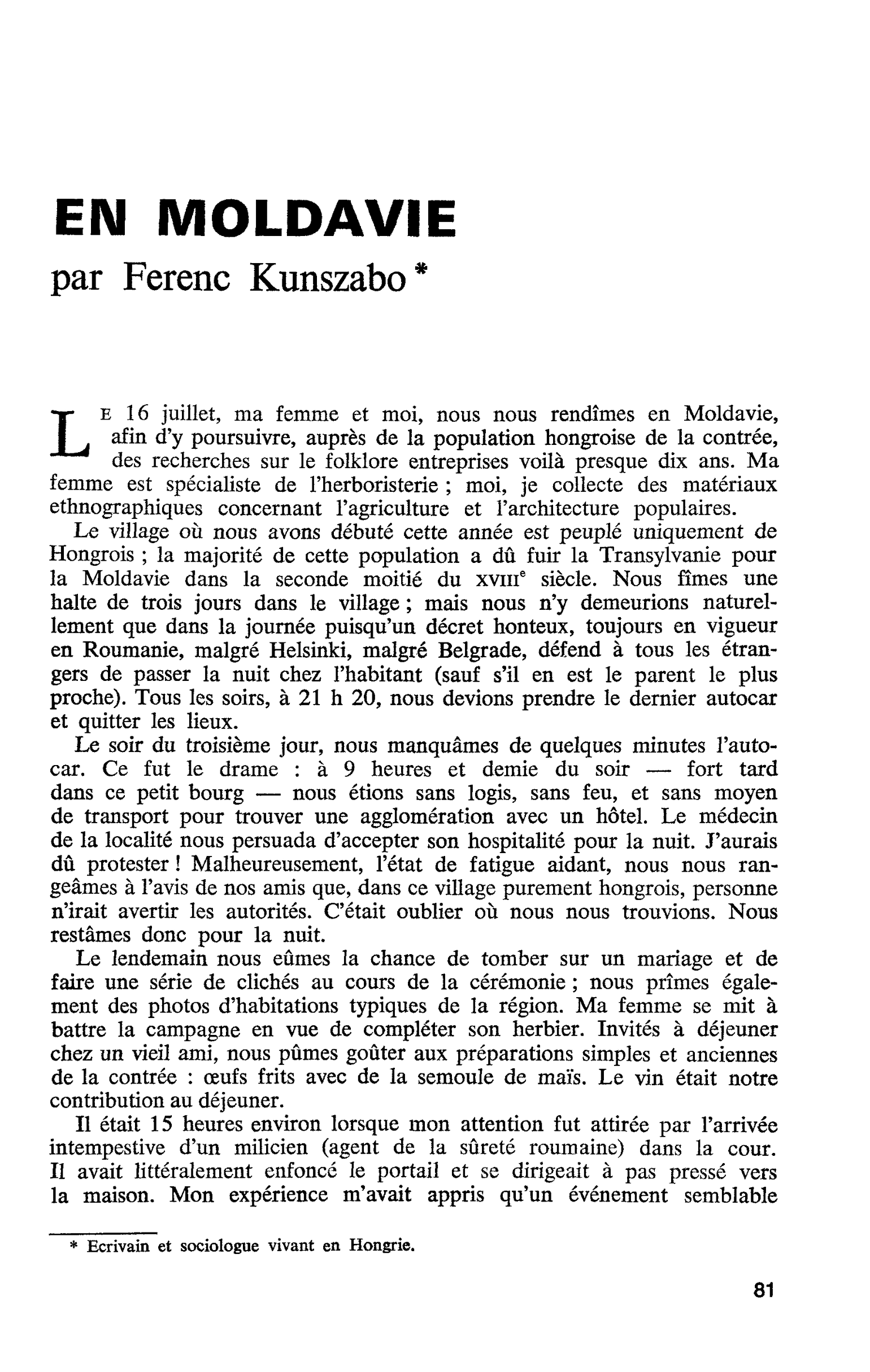 EN MOLDAVIE