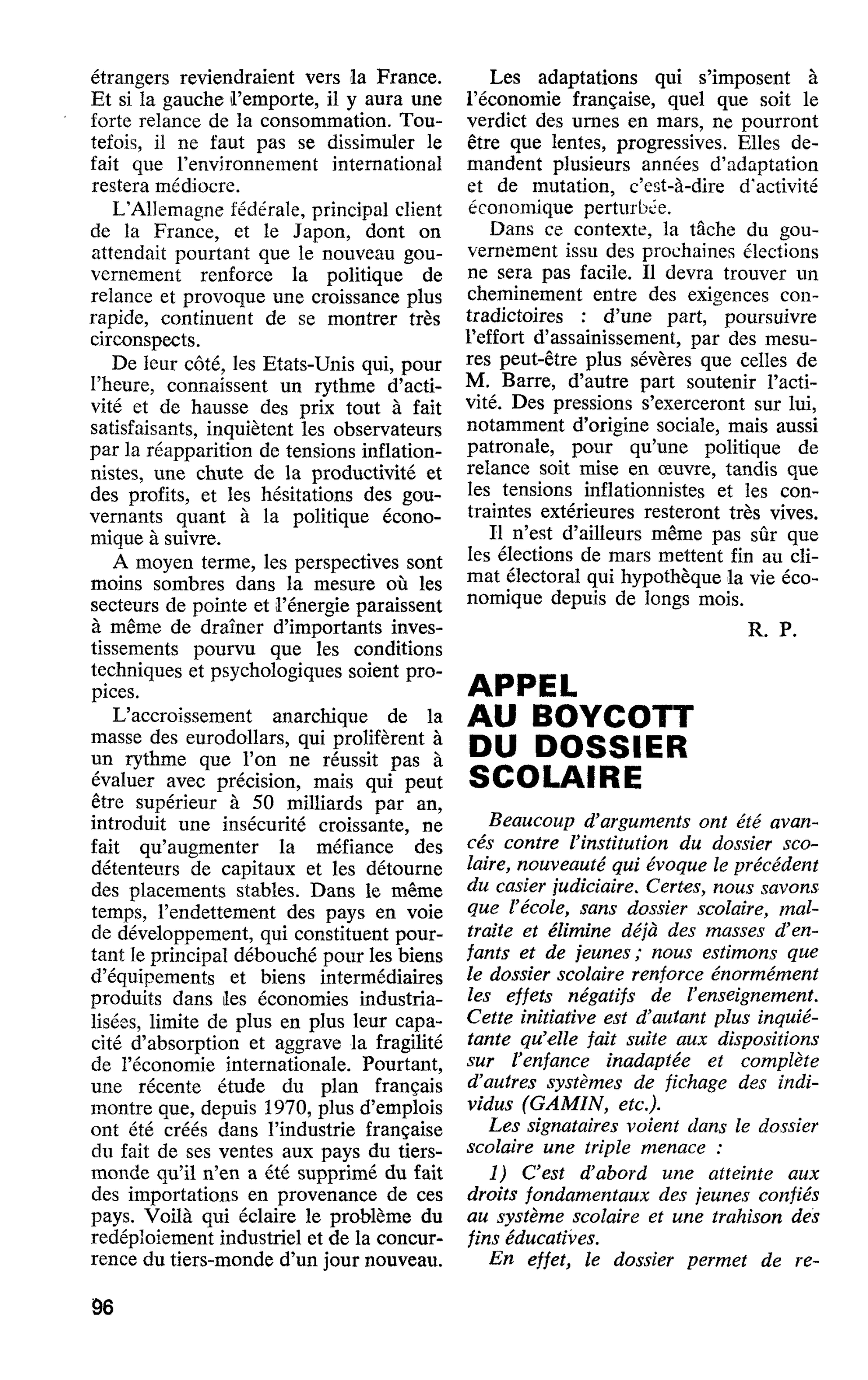 APPEL AU BOYCOTT DU DOSSIER SCOLAIRE