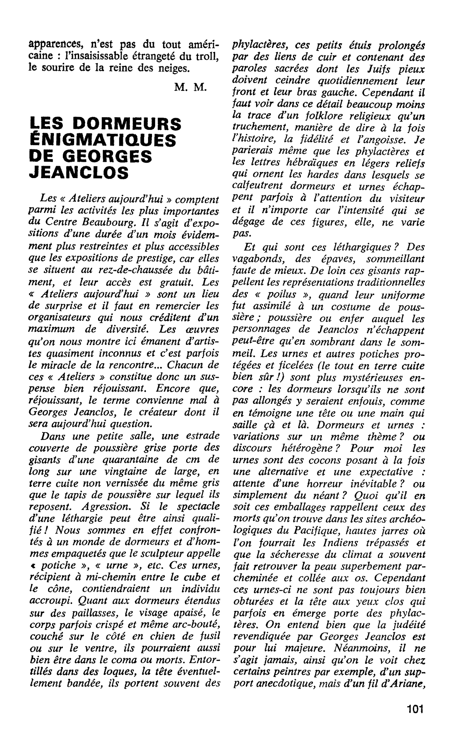 LES DORMEURS ÉNIGMATIQUES DE GEORGES JEANCLOS