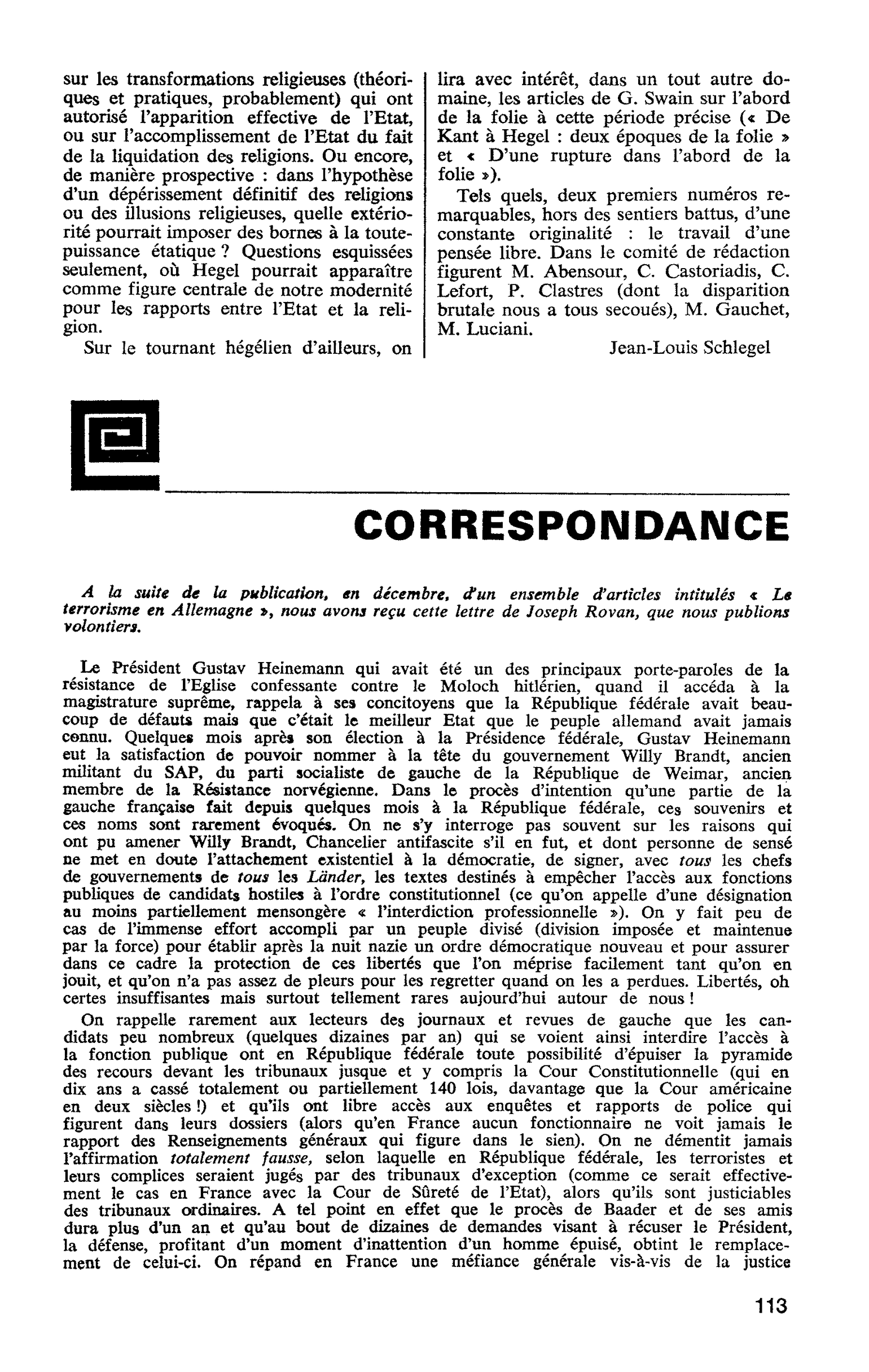 Correspondance