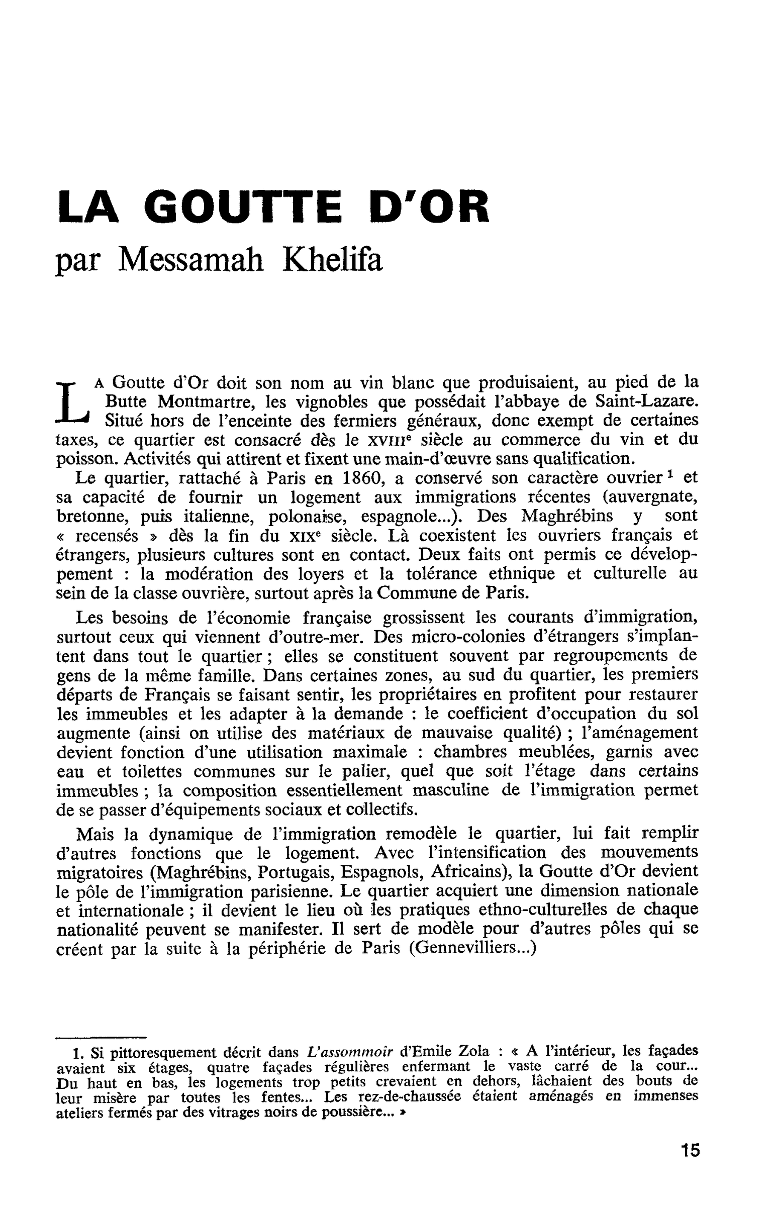 LA GOUTTE D’OR
