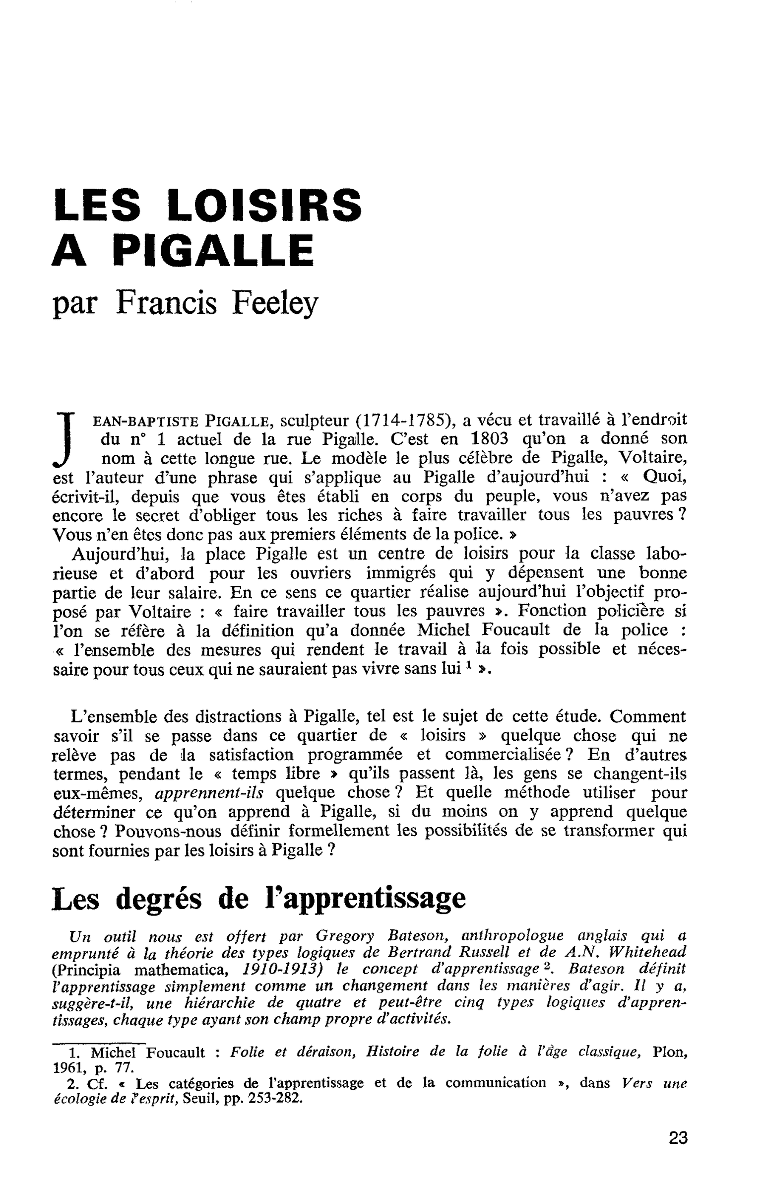 LES LOISIRS A PIGALLE