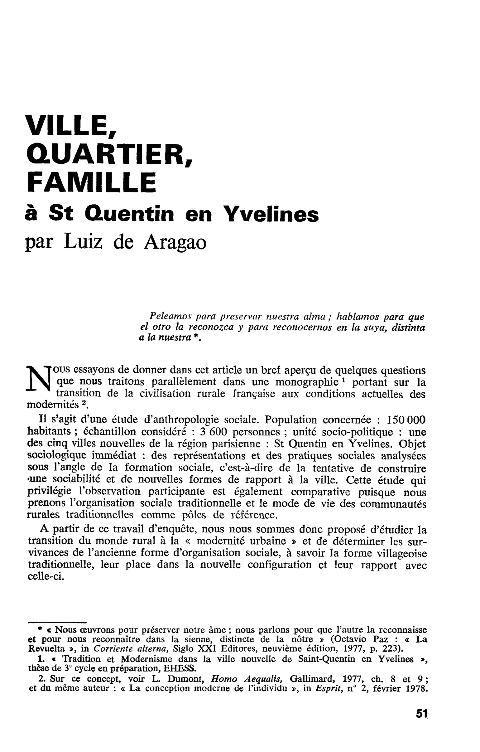 VILLE, QUARTIER, FAMILLE à St Quentin en Yvelines
