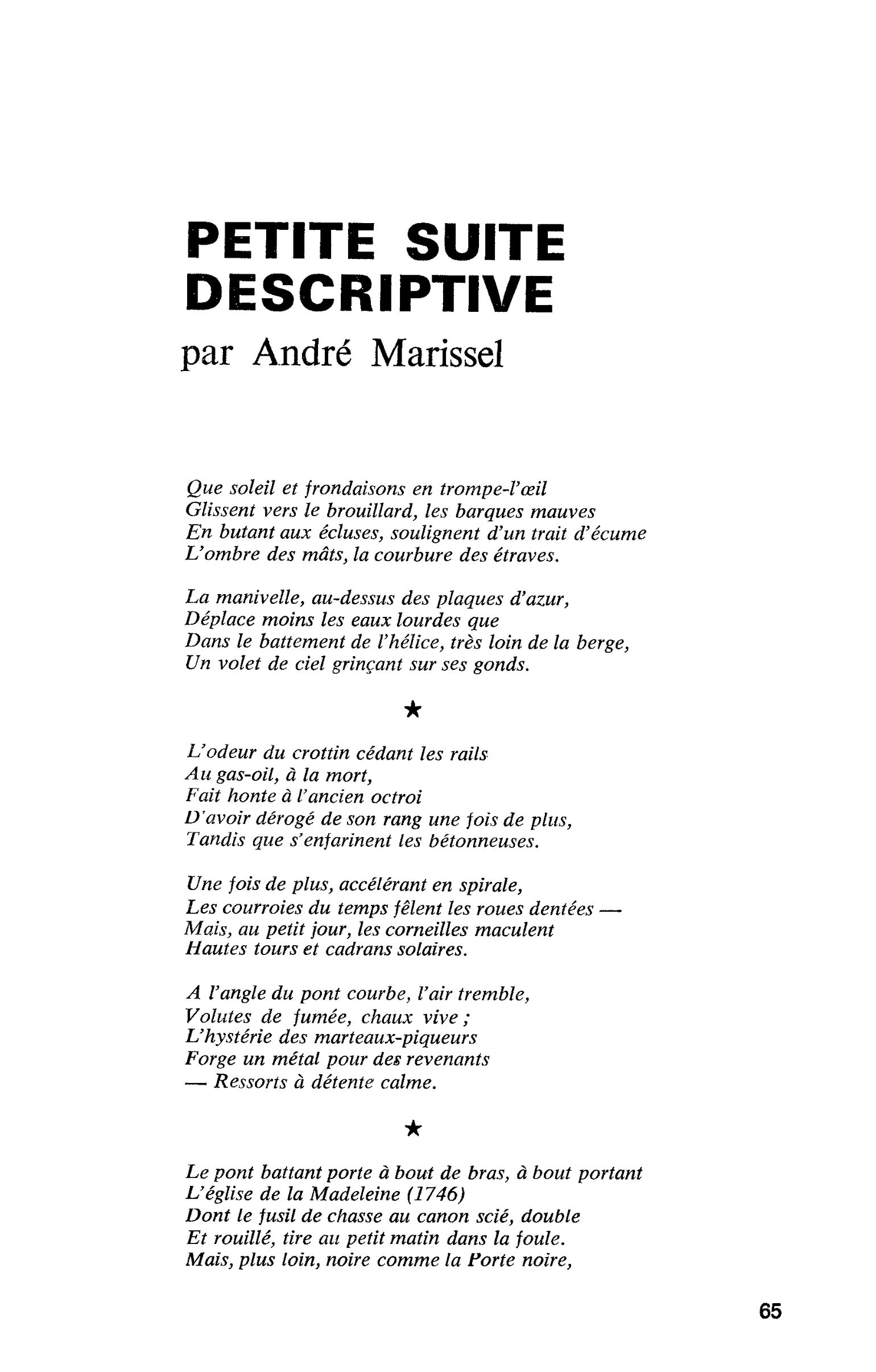 PETITE SUITE DESCRIPTIVE