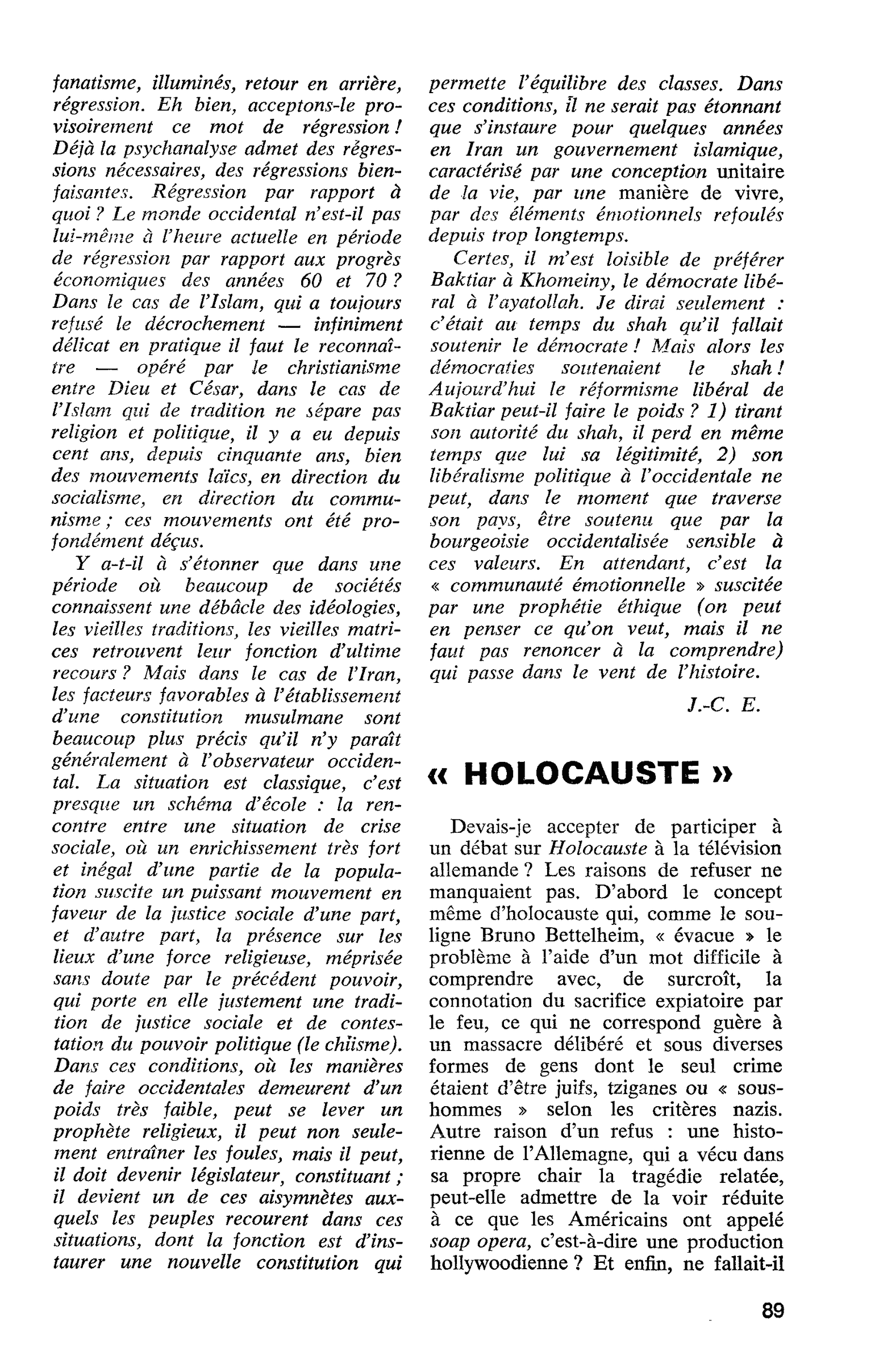 « HOLOCAUSTE »