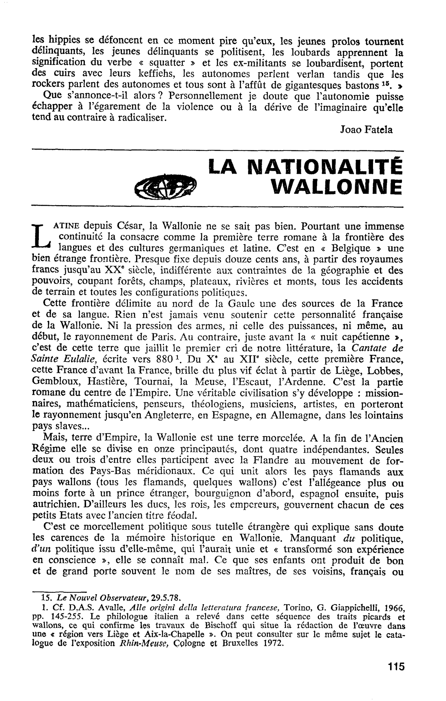 LA NATIONALITÉ WALLONNÉ