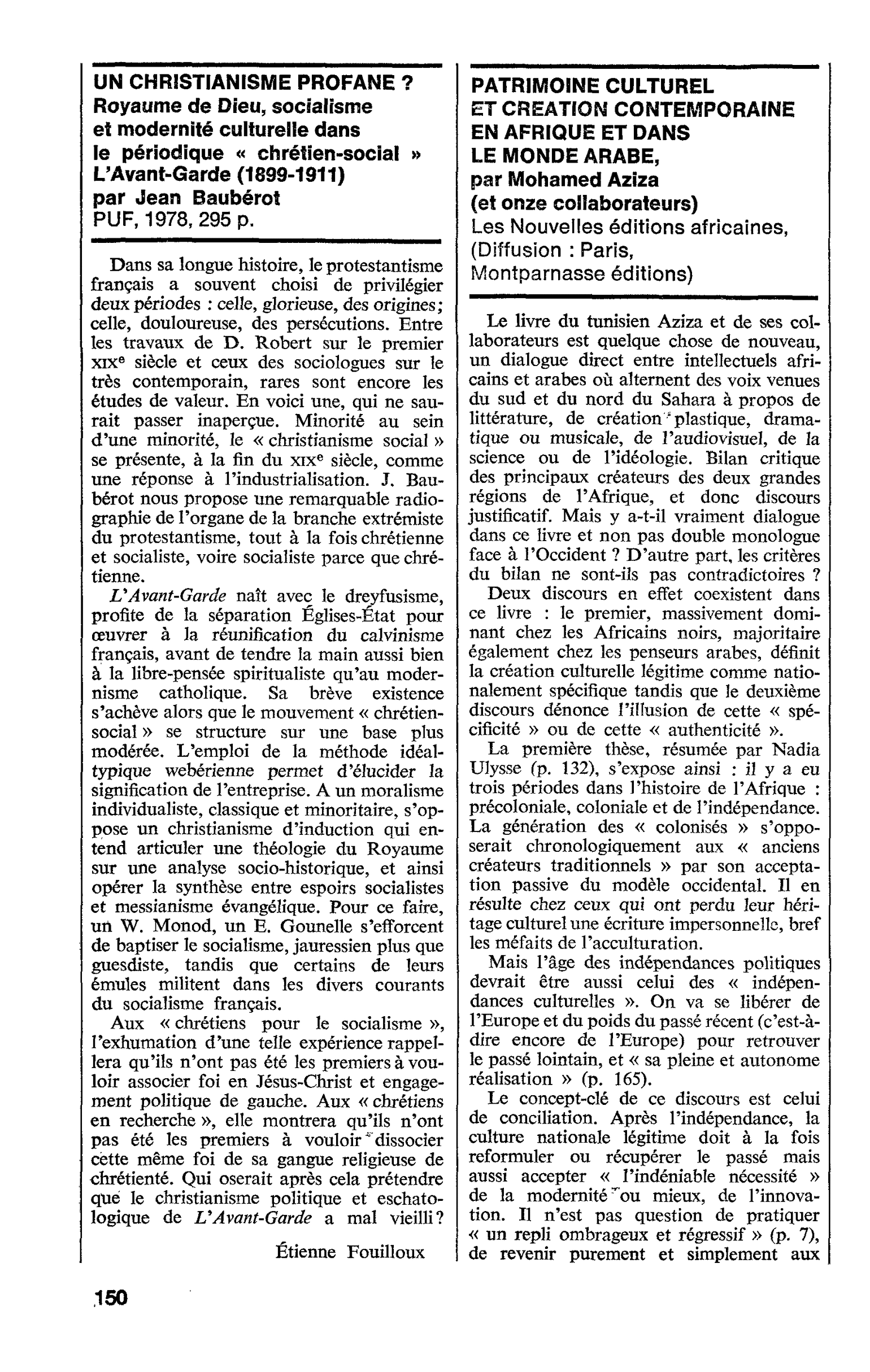 PATRIMOINE CULTUREL ET CREATION CONTEMPORAINE EN AFRIQUE ET DANS LE MONDE ARABE, par Mohamed Aziza (et onze collaborateurs)