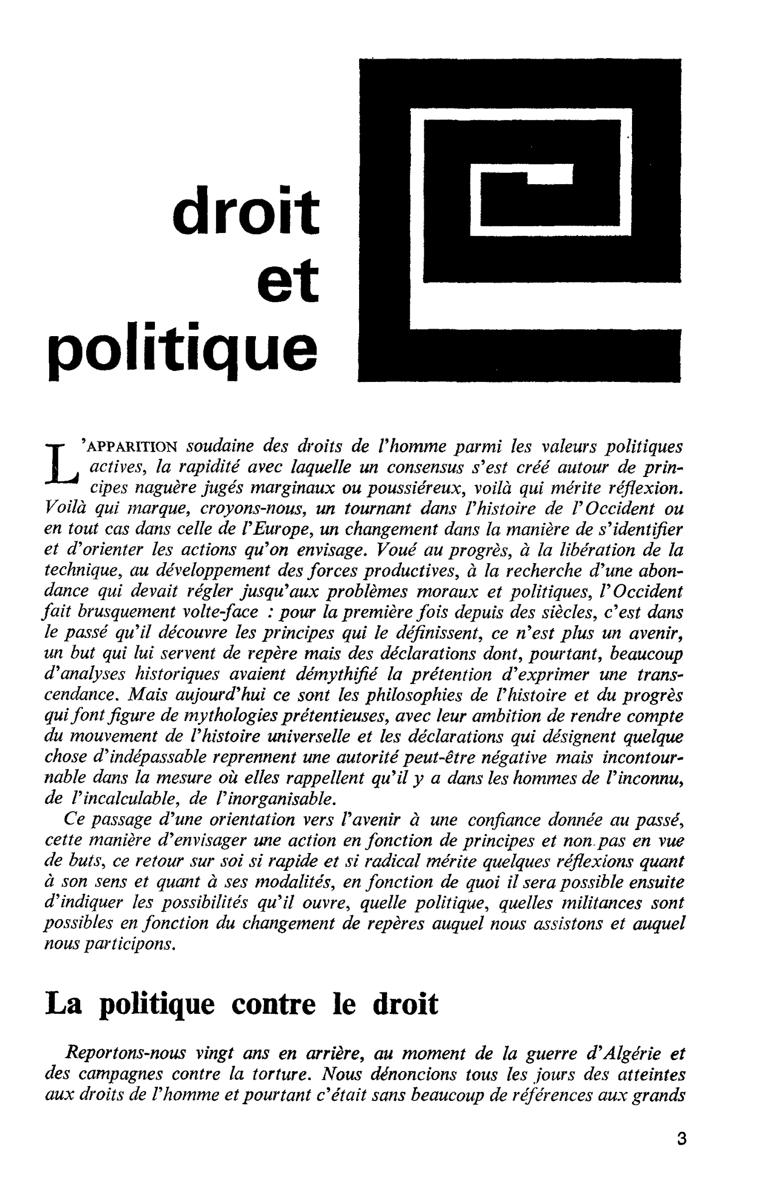 Droit et politique