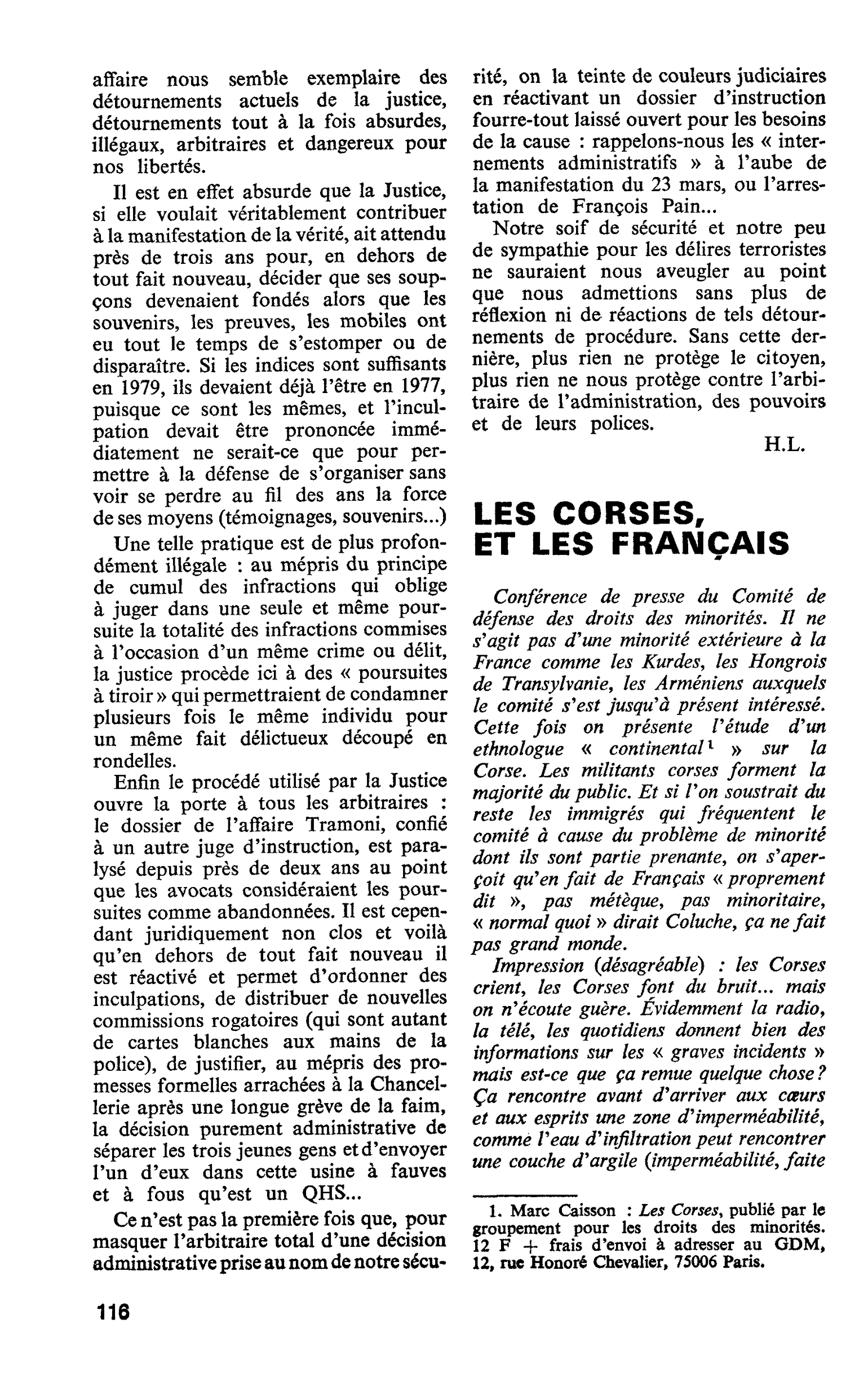 LES CORSES, ET LES FRANÇAIS