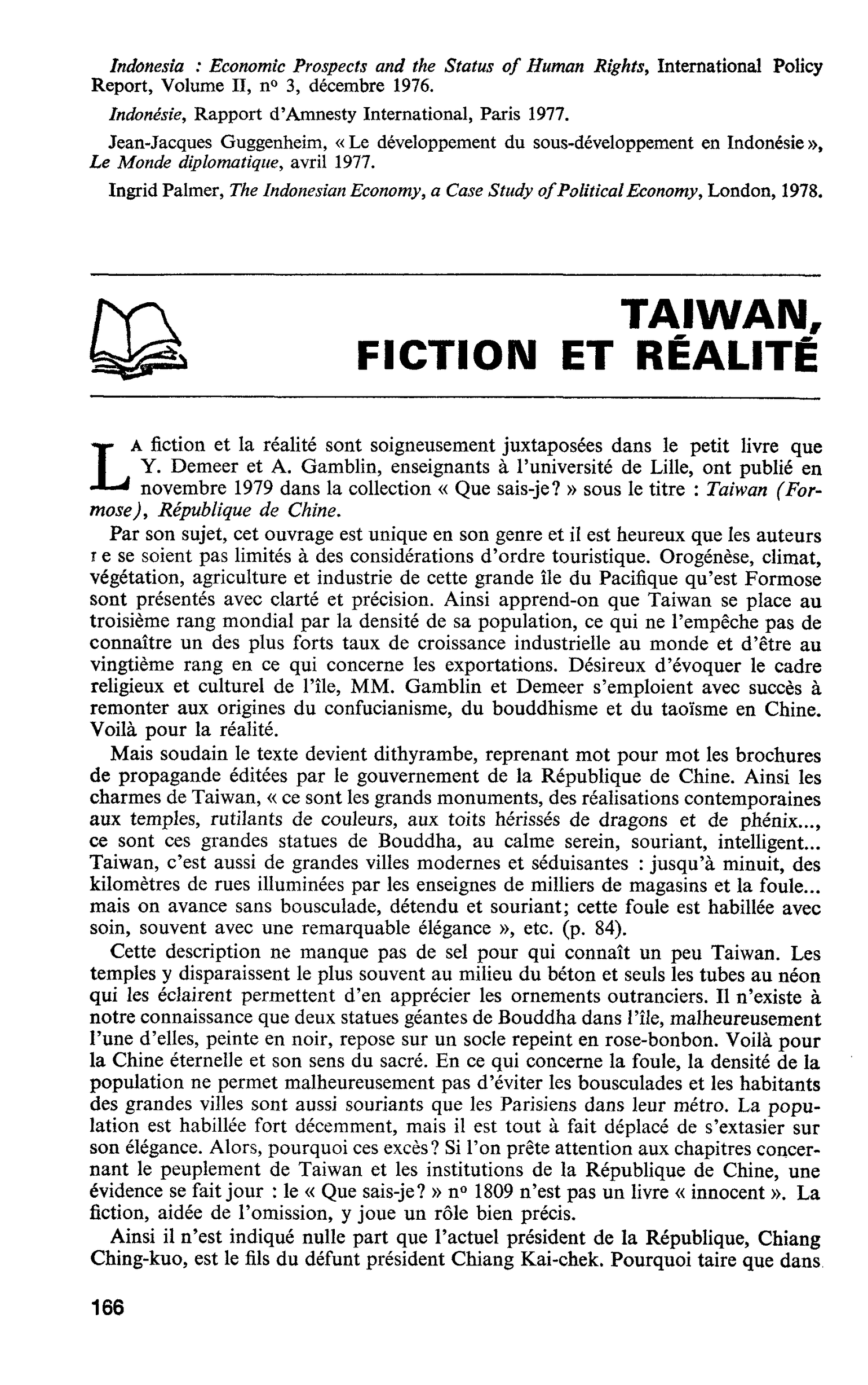 TAIWAN, FICTION ET RÉALITÉ