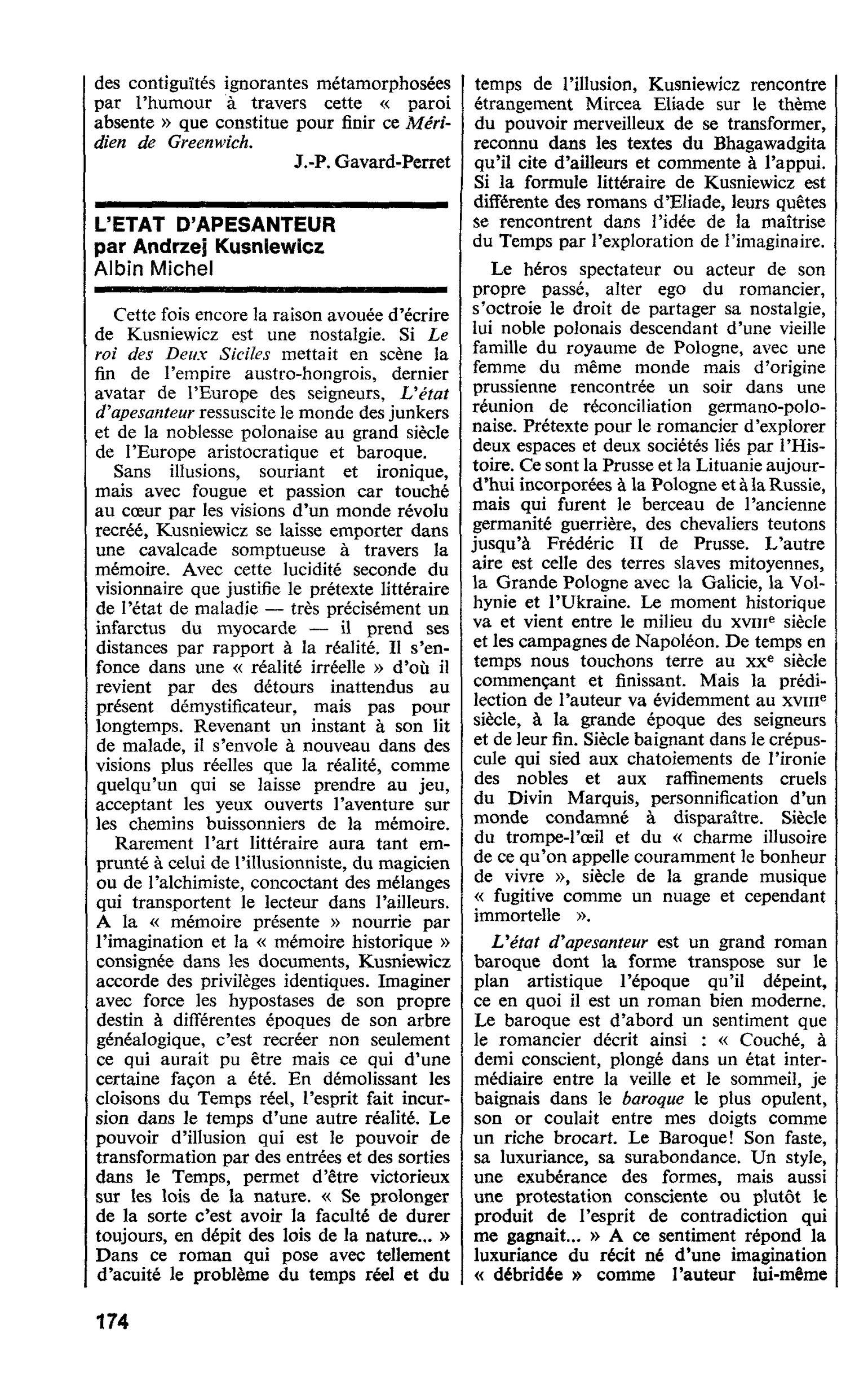 L’ETAT D’APESANTEUR par Andrzej Kusniewicz