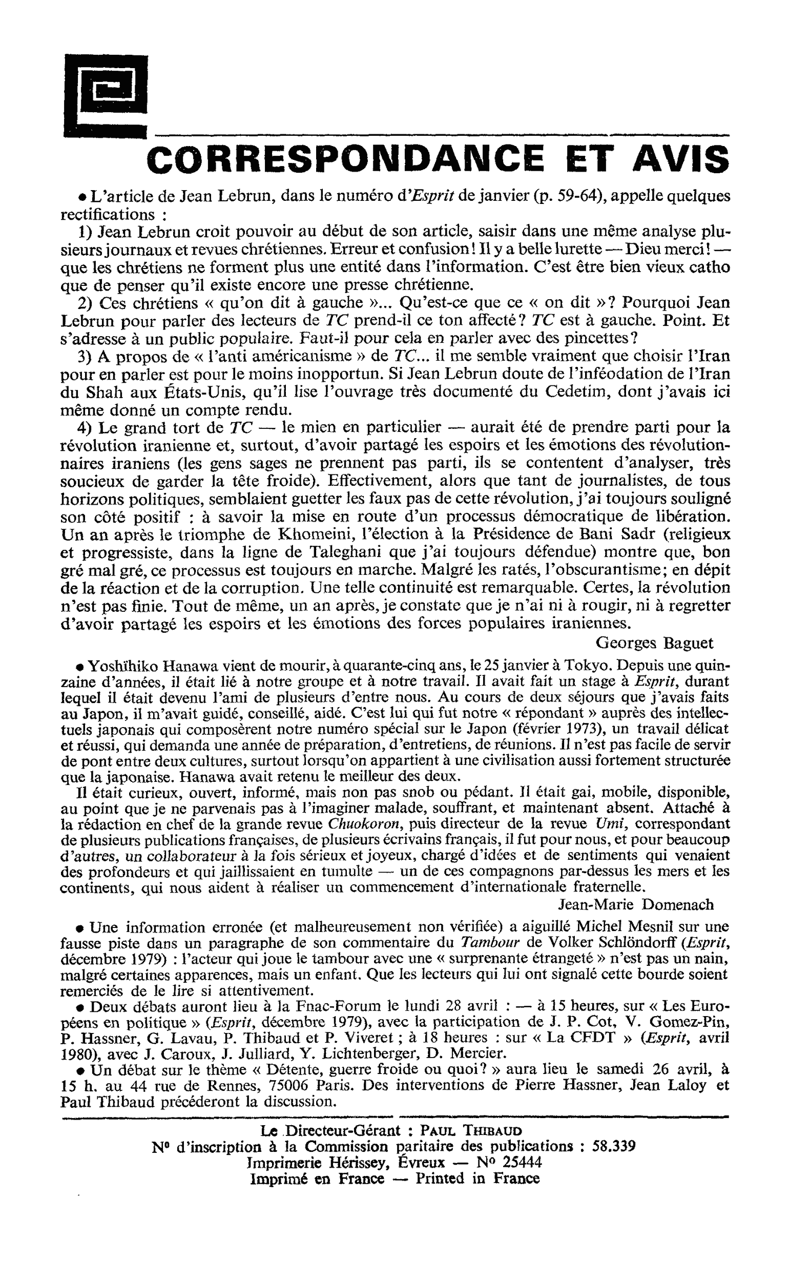 Correspondance