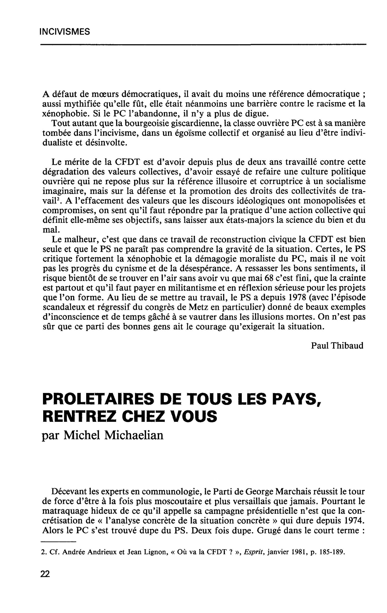 PROLETAIRES DE TOUS LES PAYS, RENTREZ CHEZ VOUS