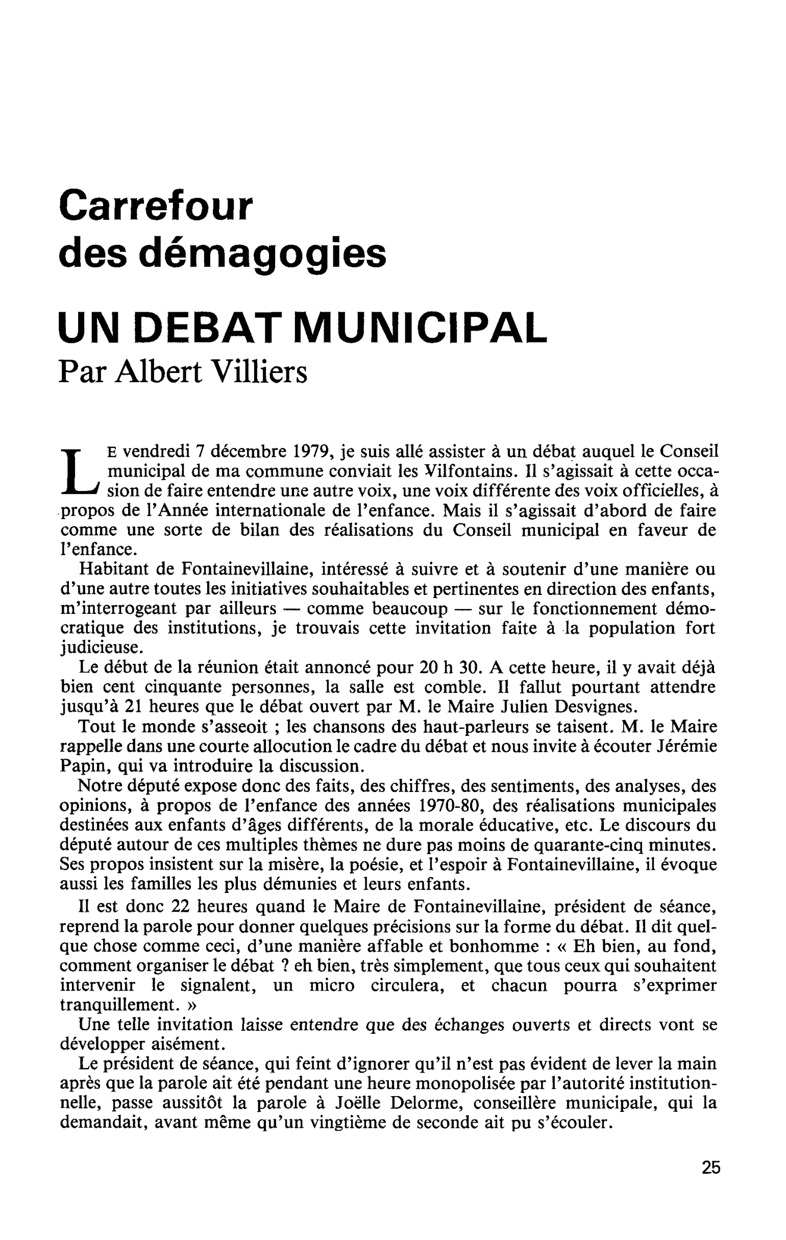 UN DEBAT MUNICIPAL