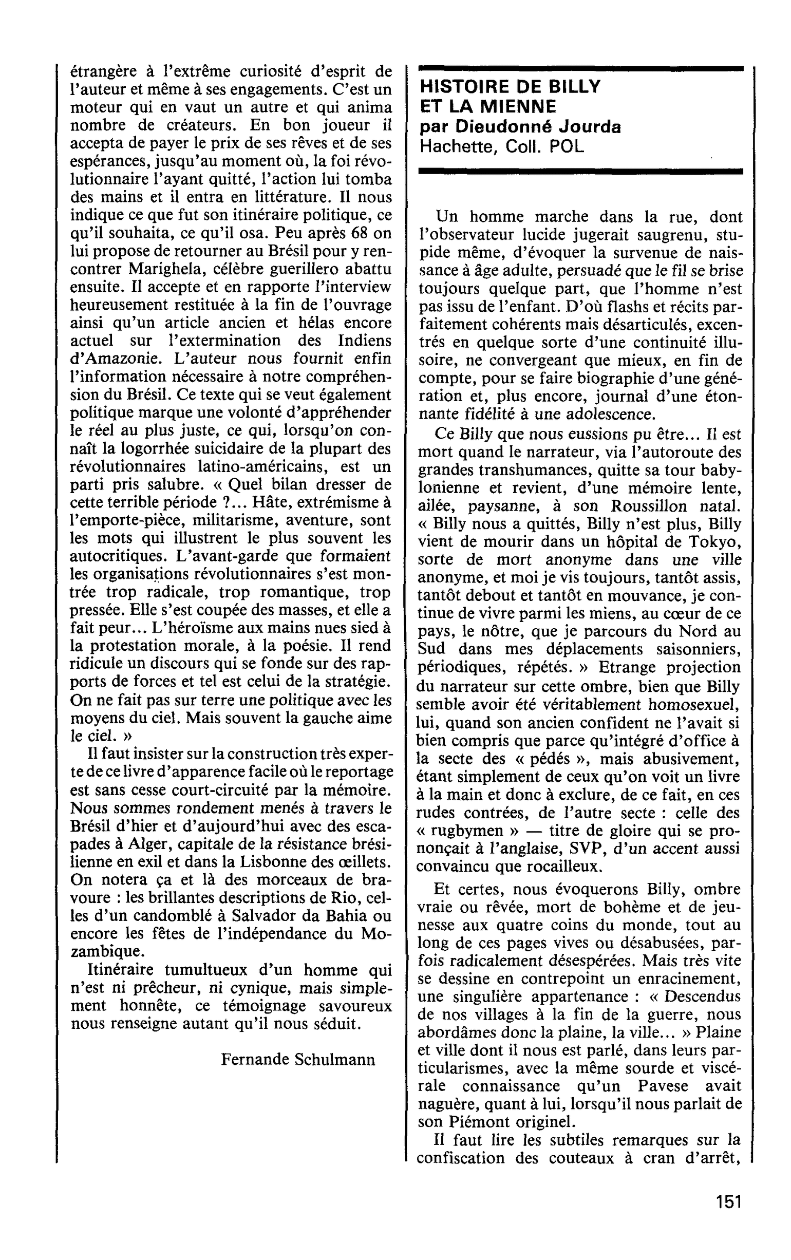 HISTOIRE DE BILLY ET LA MIENNE par Dieudonné Jourda