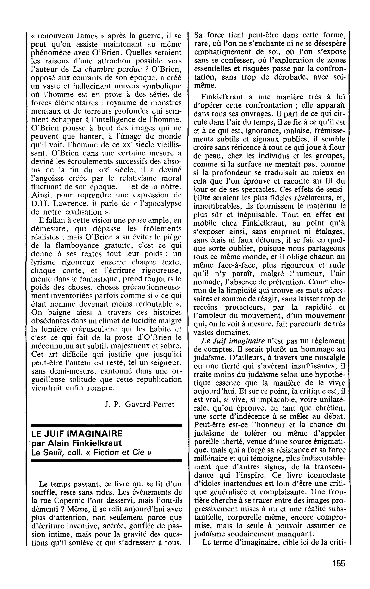 LE JUIF IMAGINAIRE par Alain Finkielkraut