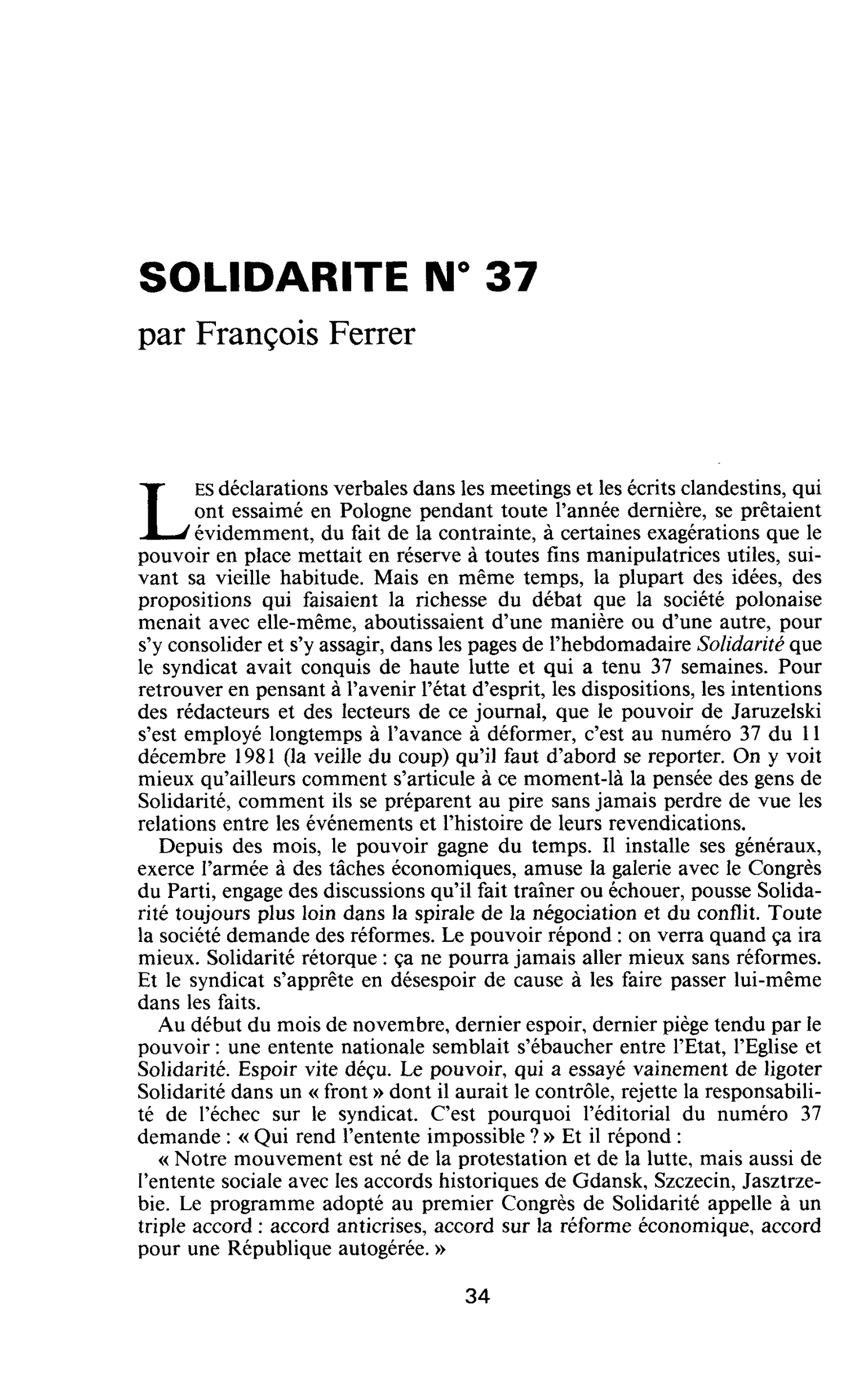 SOLIDARITE N° 37
