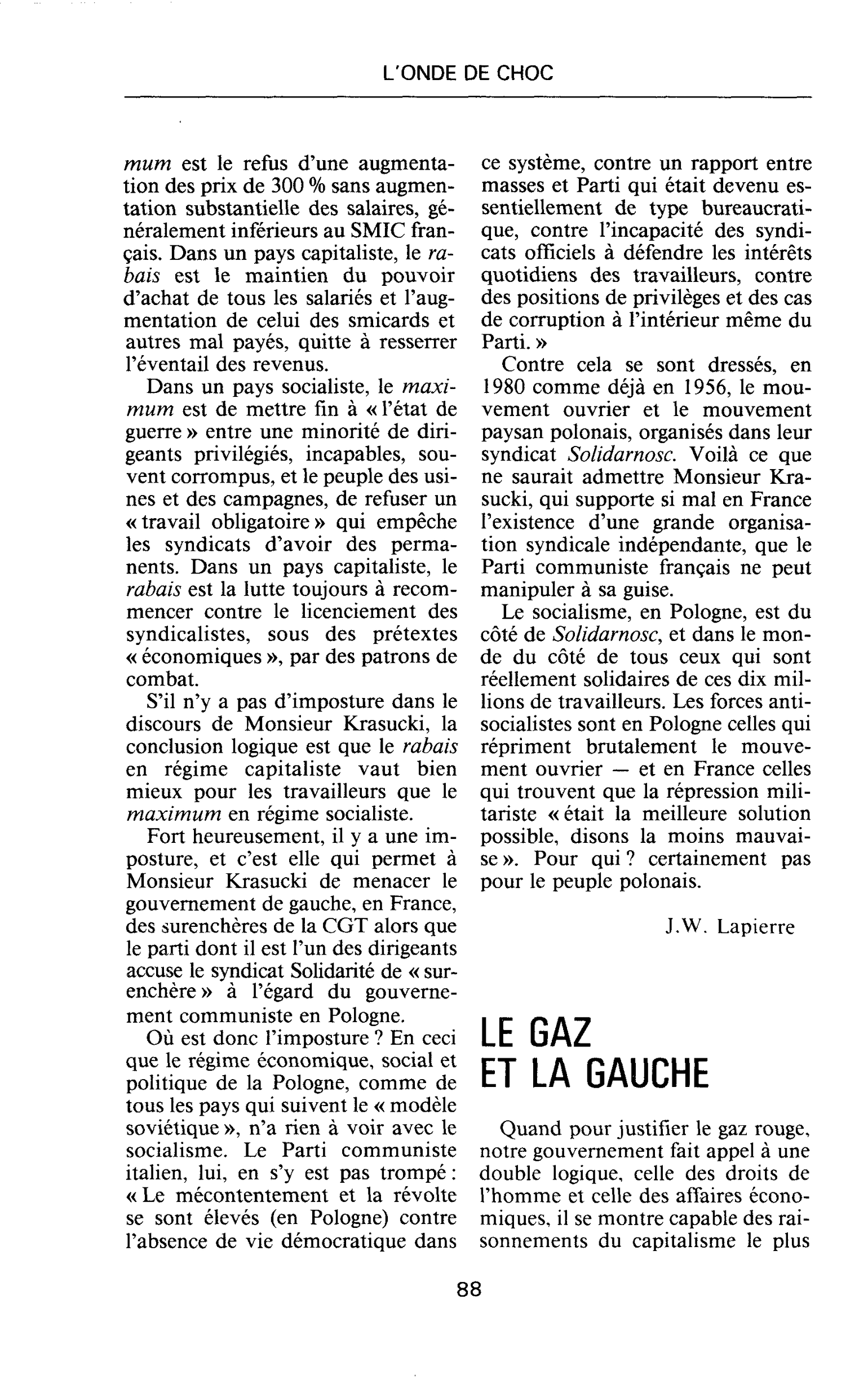 LE GAZ ET LA GAUCHE