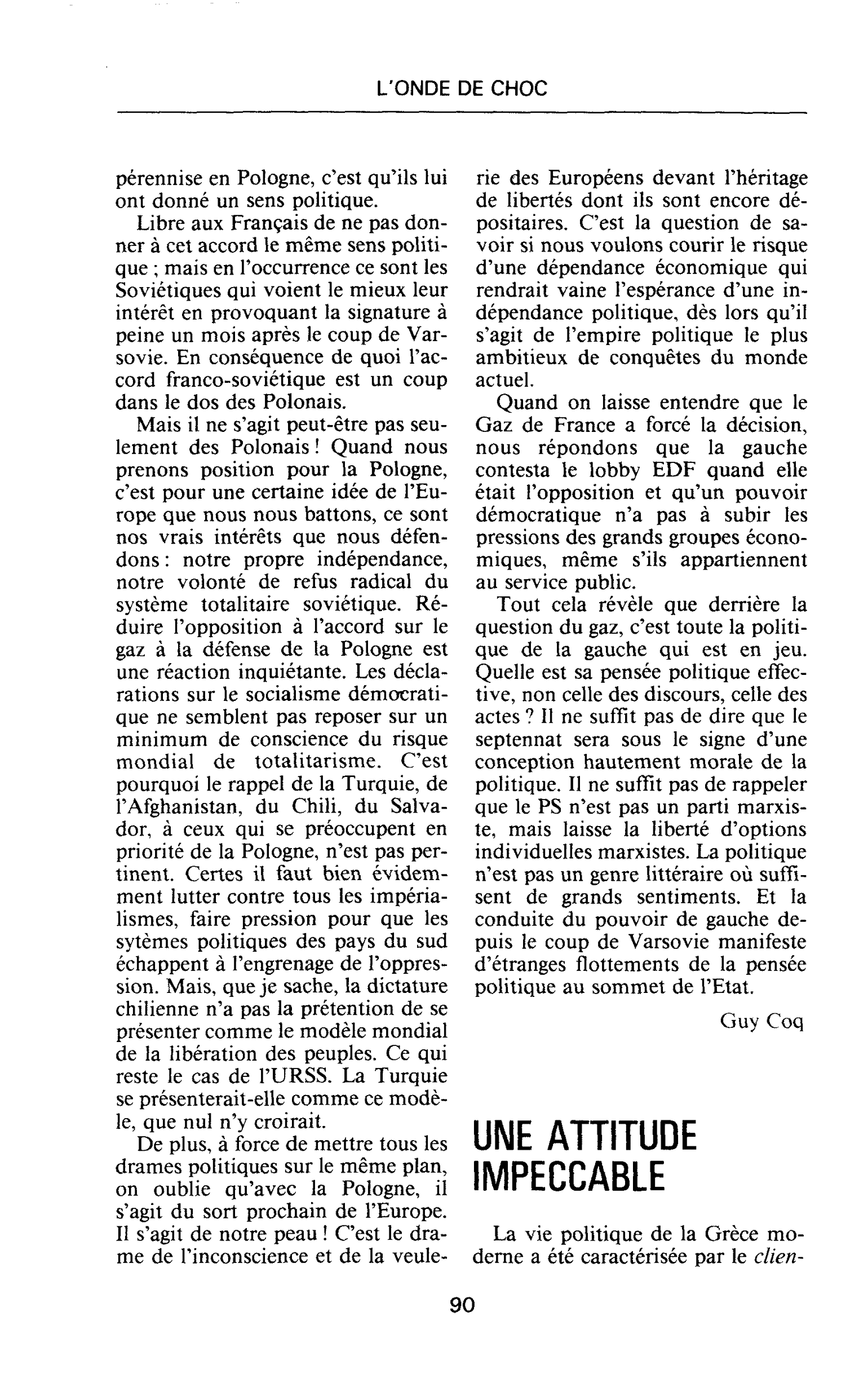 UNE ATTITUDE IMPECCABLE