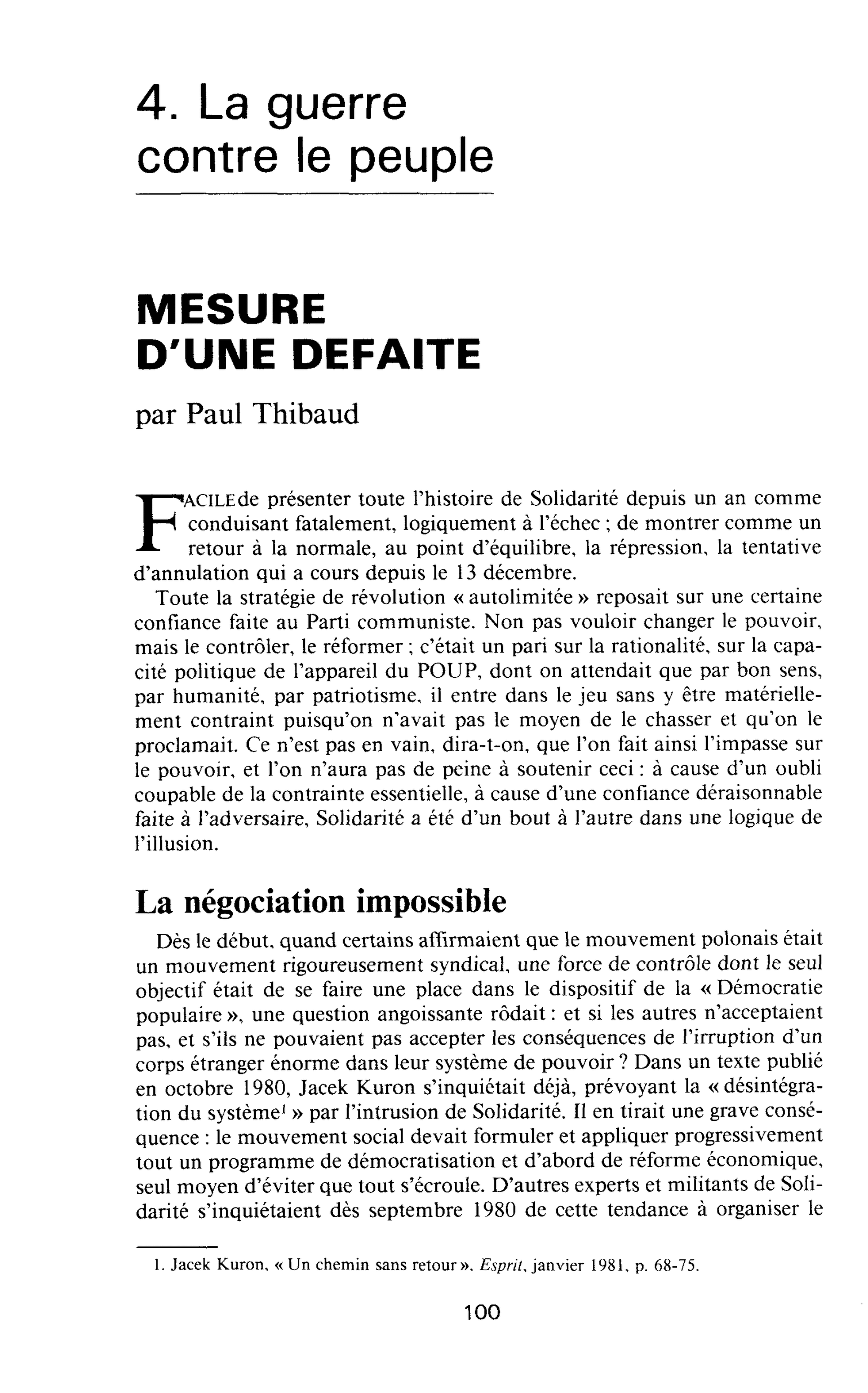 Mesure d’une défaite