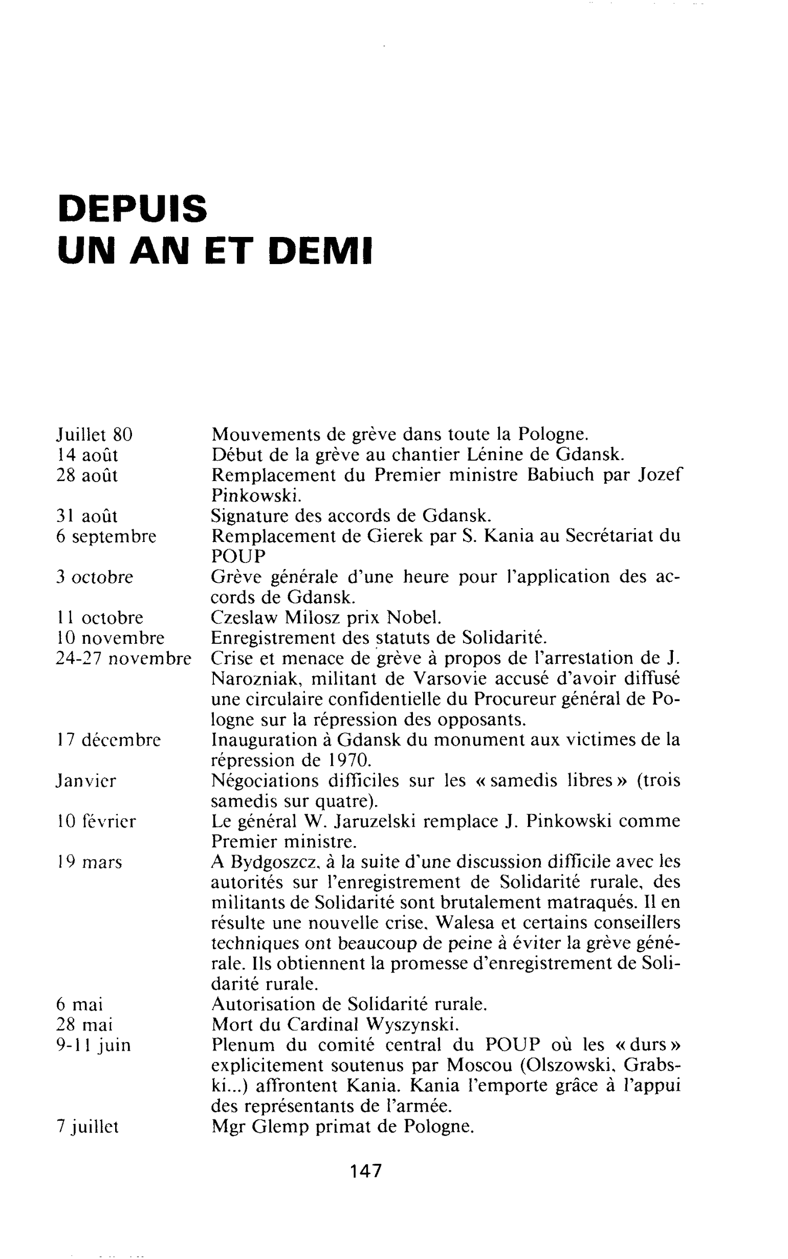 DEPUIS UN AN ET DEMI