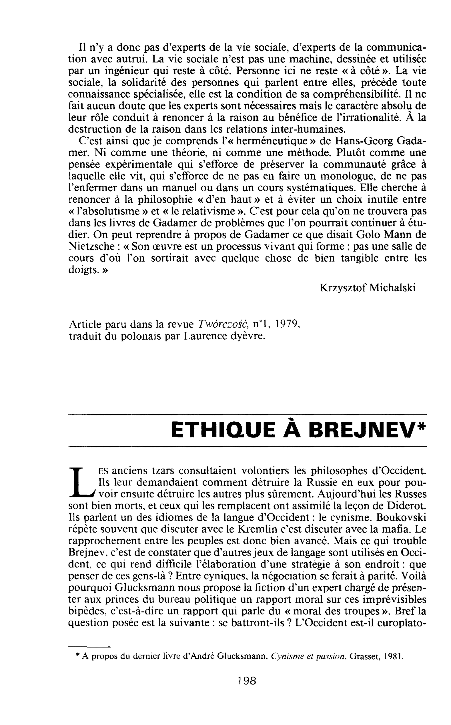 ETHIQUE A BREJNEV