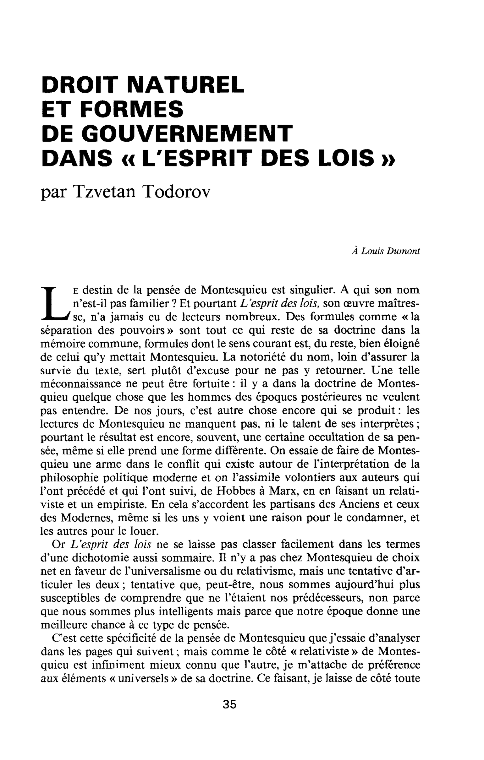 DROIT NATUREL ET FORMES DE GOUVERNEMENT DANS « L’ESPRIT DES LOIS »