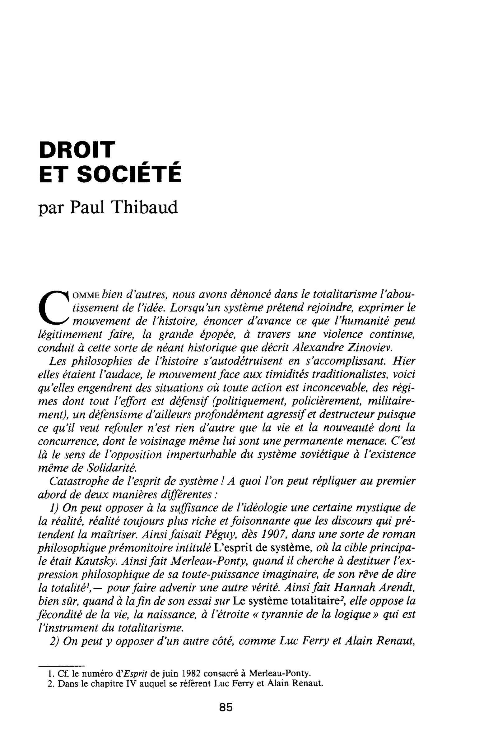 DROIT ET SOCIÉTÉ