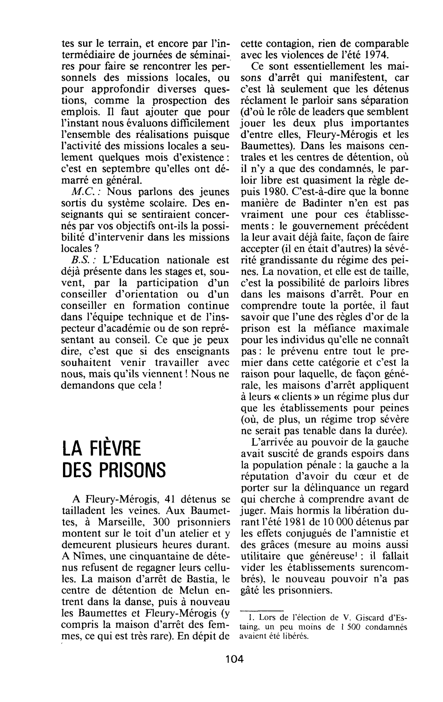 LA FIÈVRE DES PRISONS
