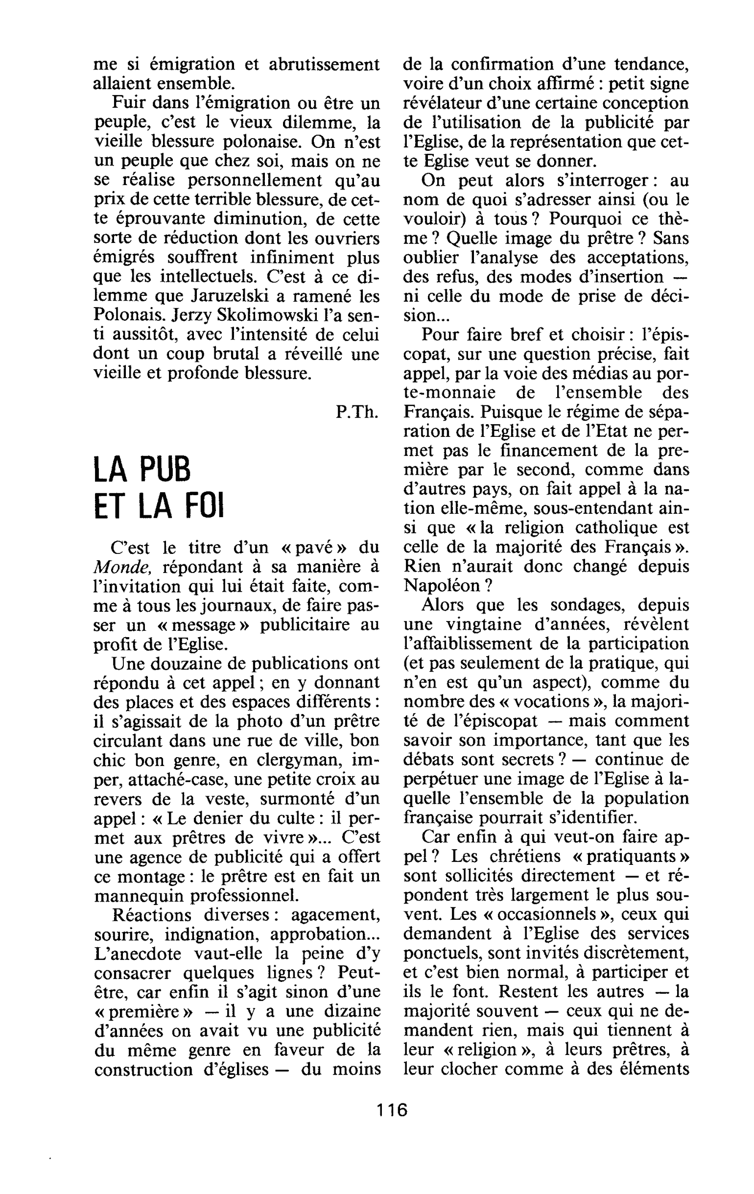 LA PUB ET LA FOI