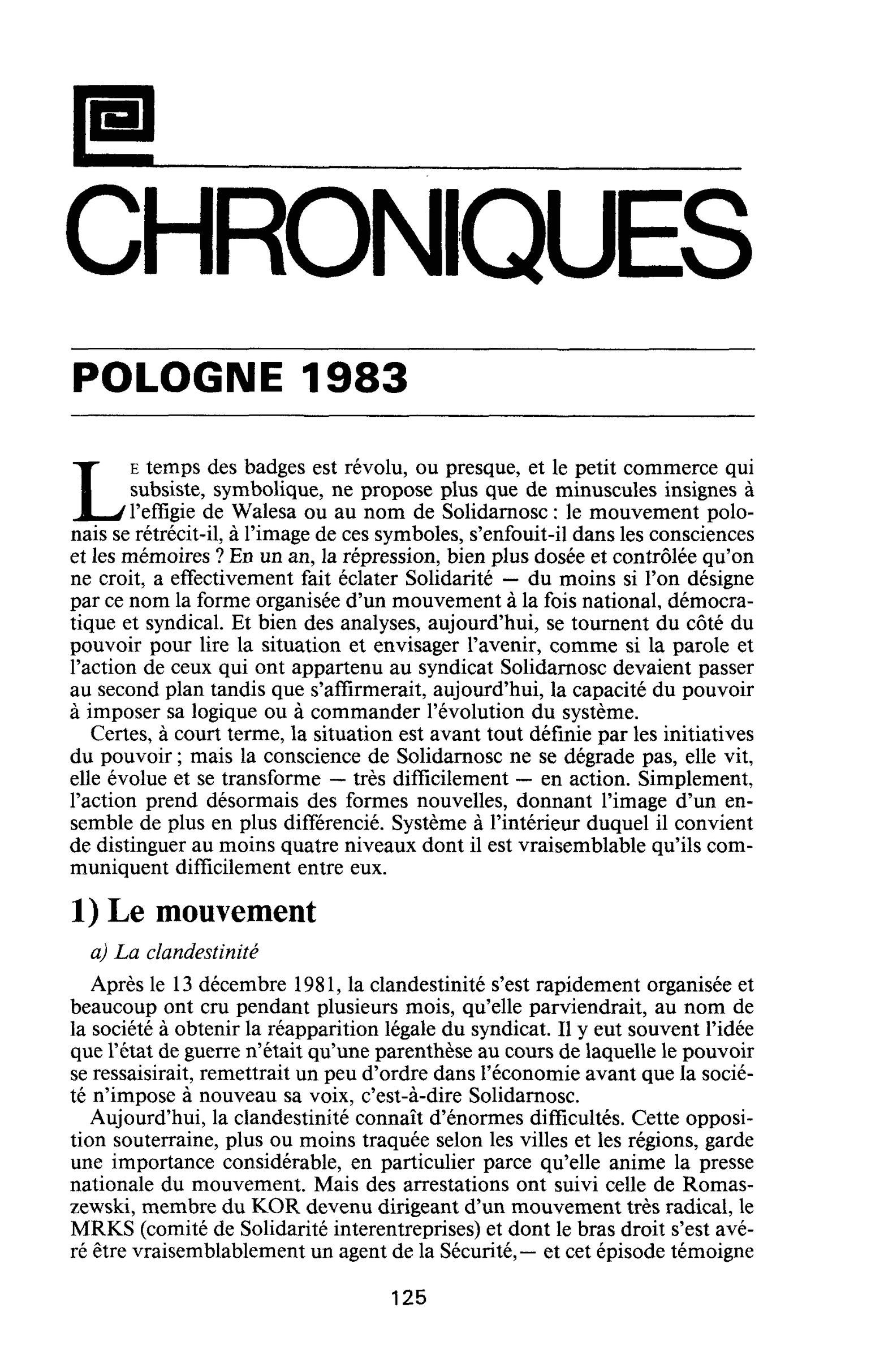 POLOGNE 1983