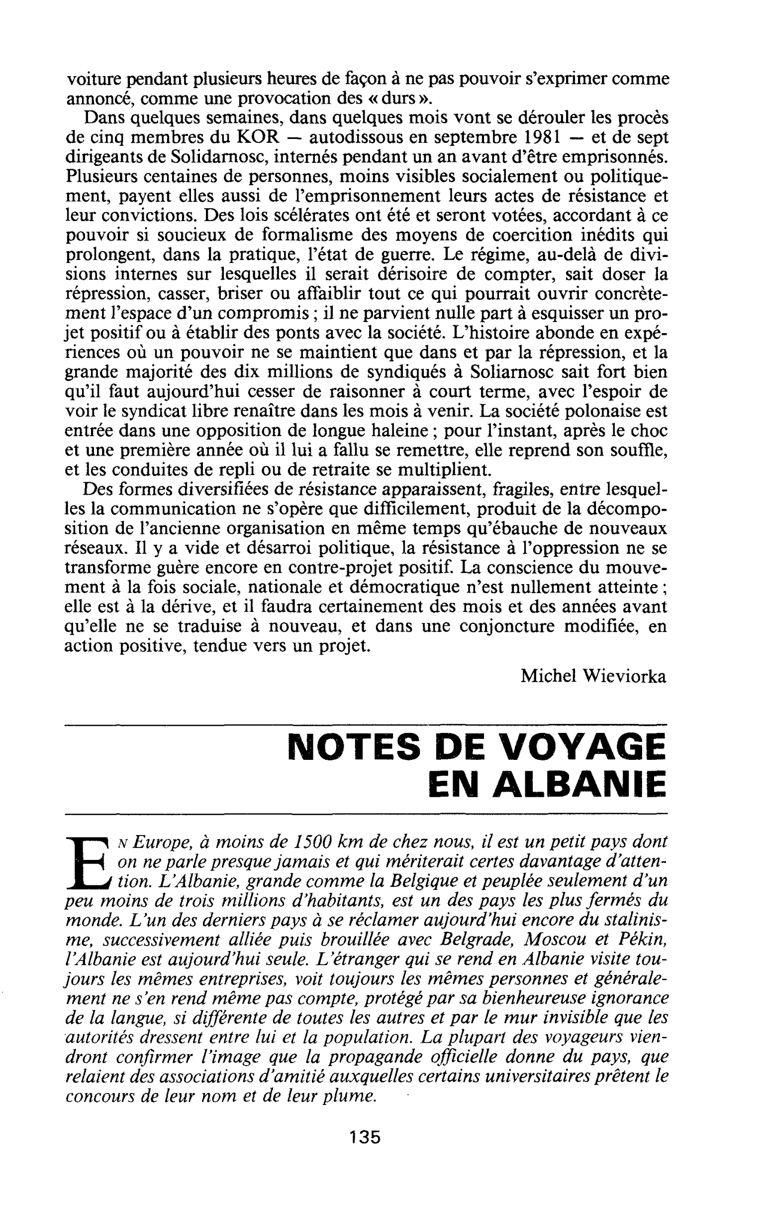 NOTES DE VOYAGE EN ALBANIE