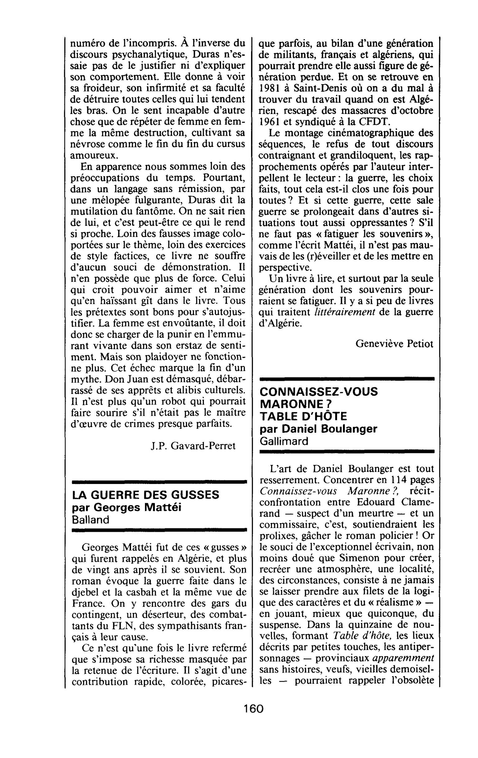 CONNAISSEZ-VOUS MARONNE? TABLE D’HÔTE par Daniel Boulanger