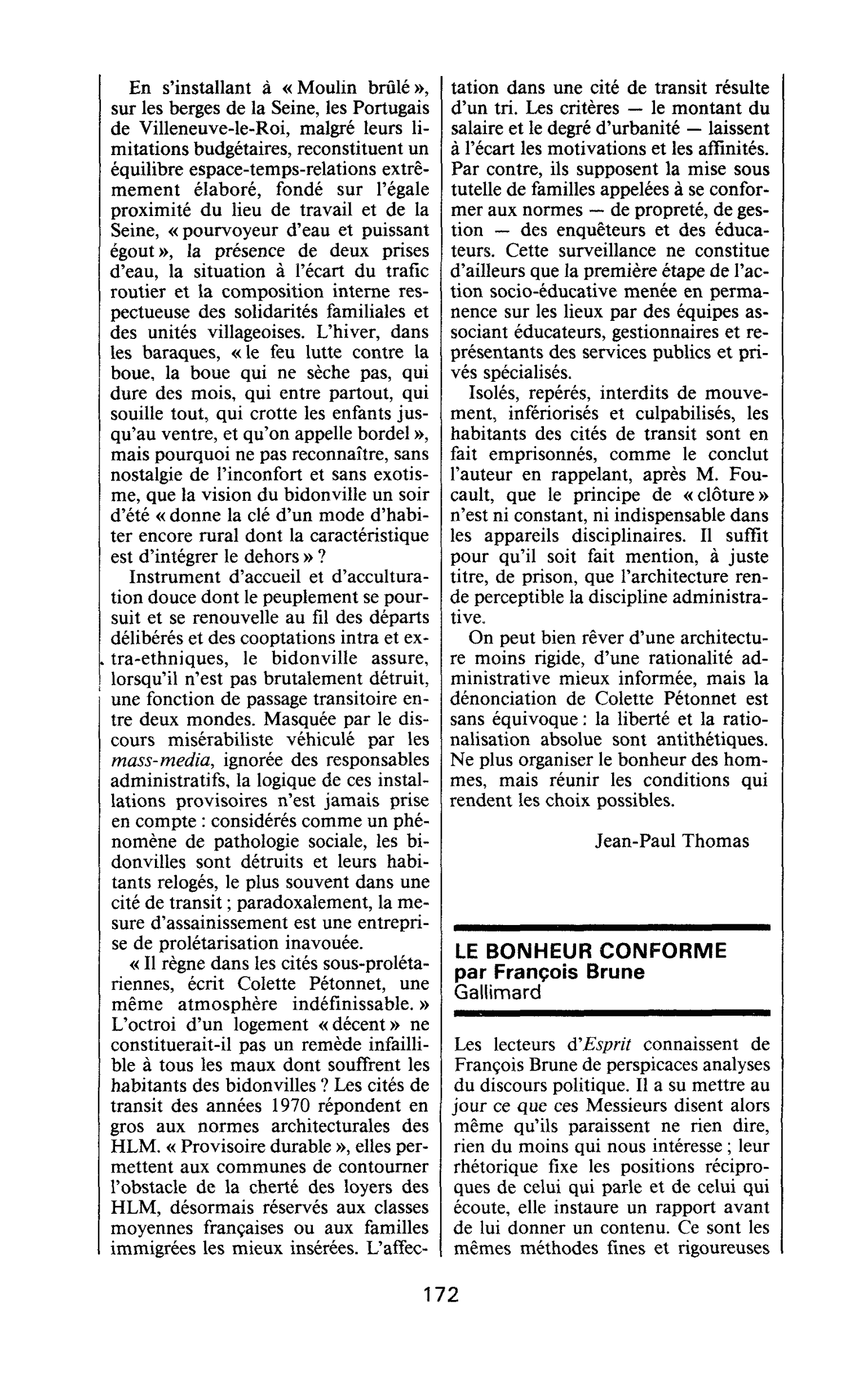 LE BONHEUR CONFORME par François Brune