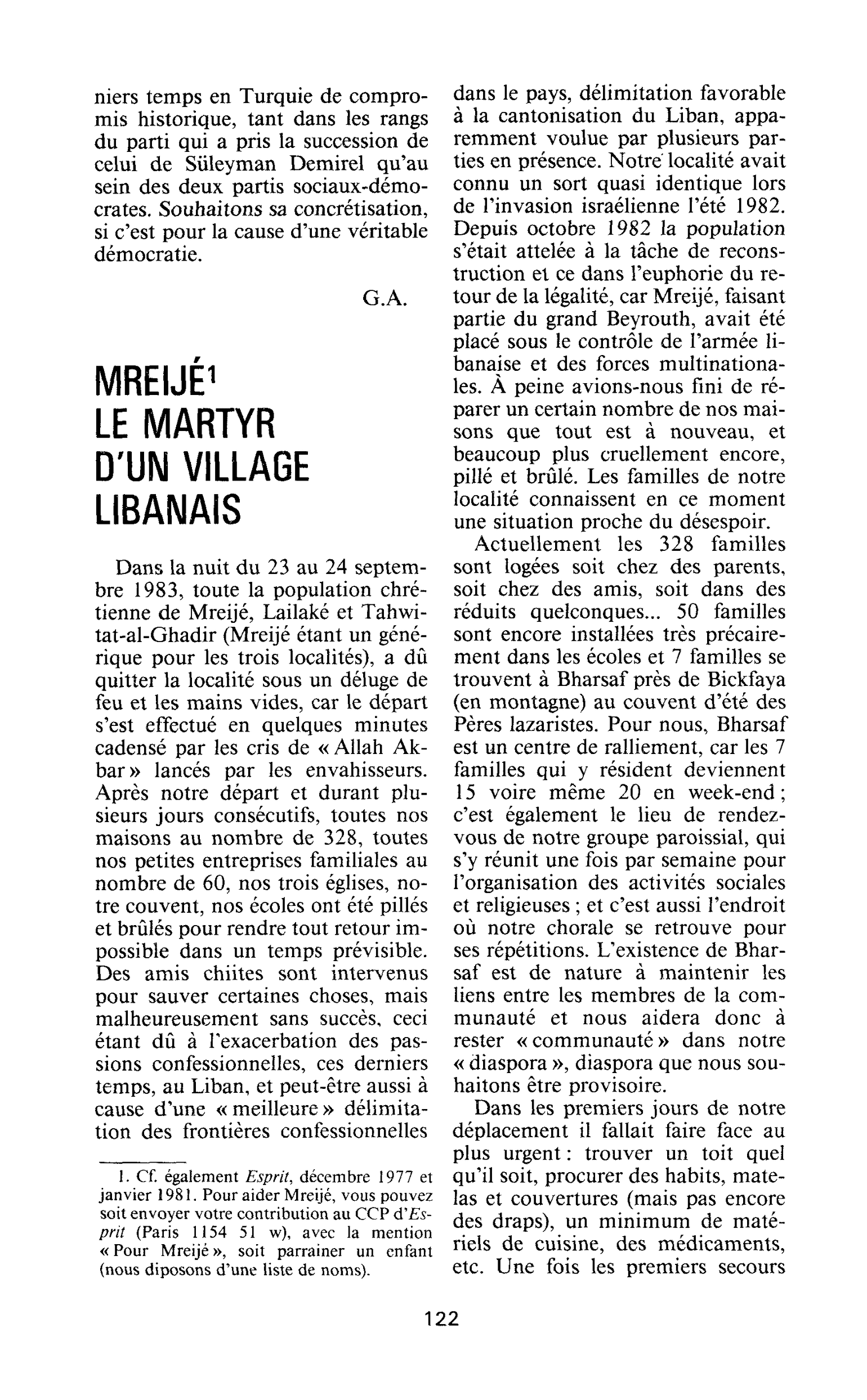 MREIJÉ LE MARTYR D’UN VILLAGE LIBANAIS