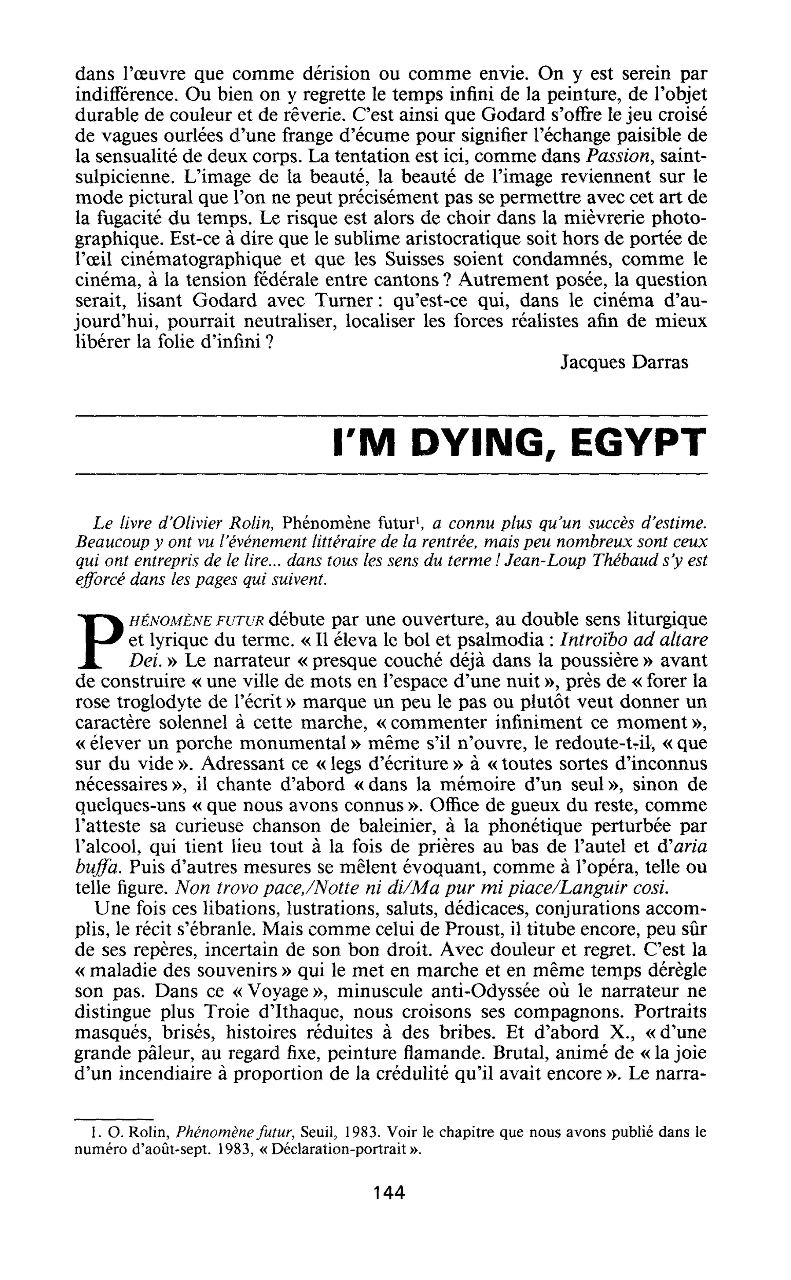 l’M DYING, EGYPT