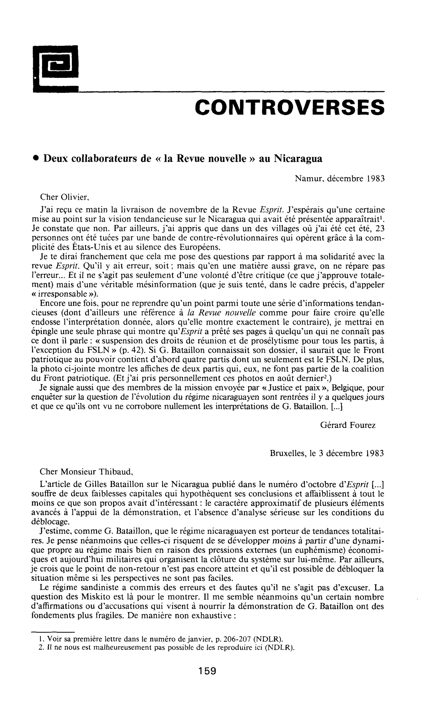 Deux collaborateurs de « la Revue nouvelle » au Nicaragua