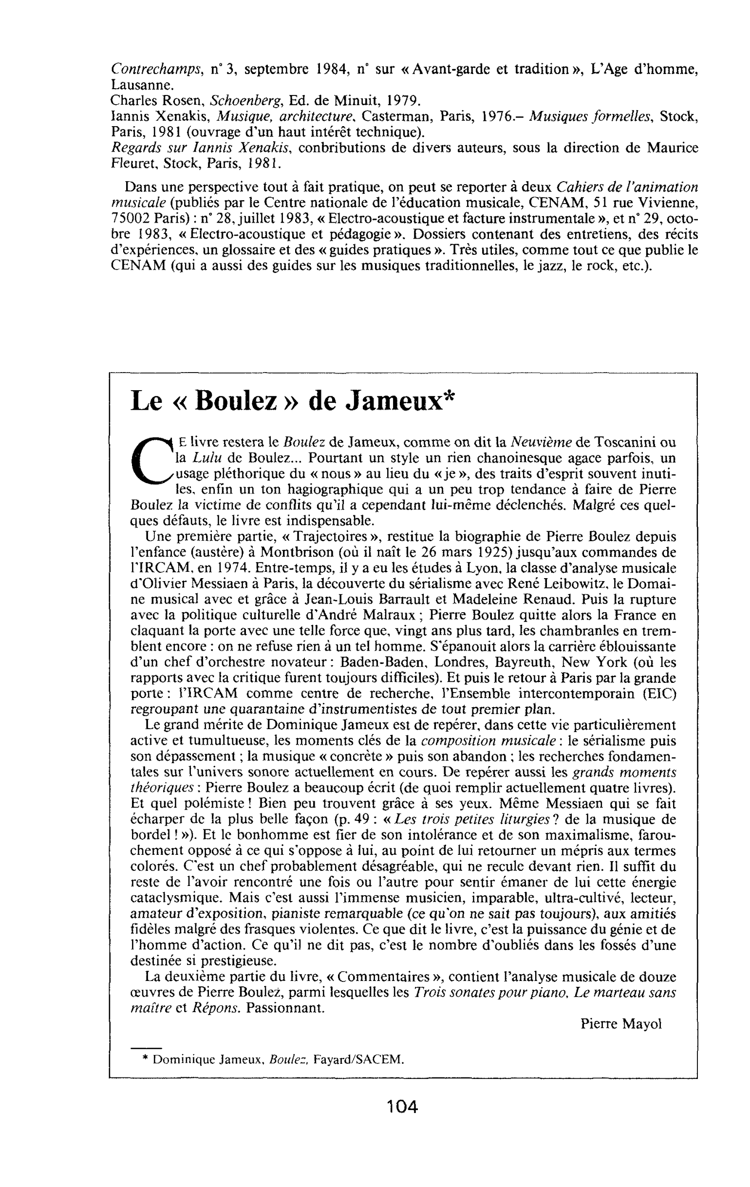 Le « Boulez » de Jameux
