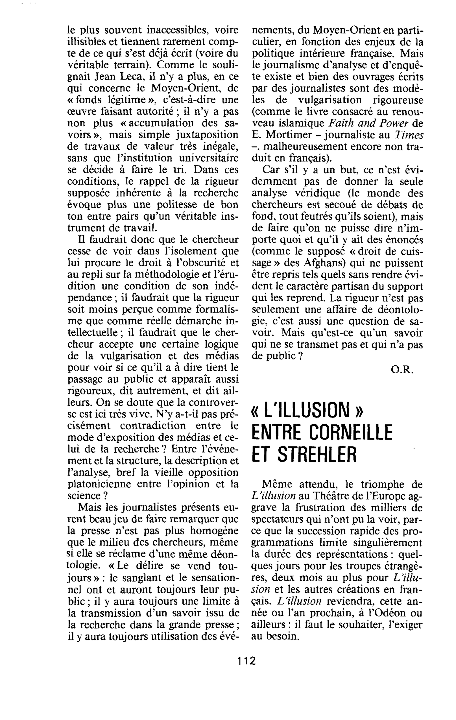 « L’ILLUSION » ENTRE CORNEILLE ET STREHLER