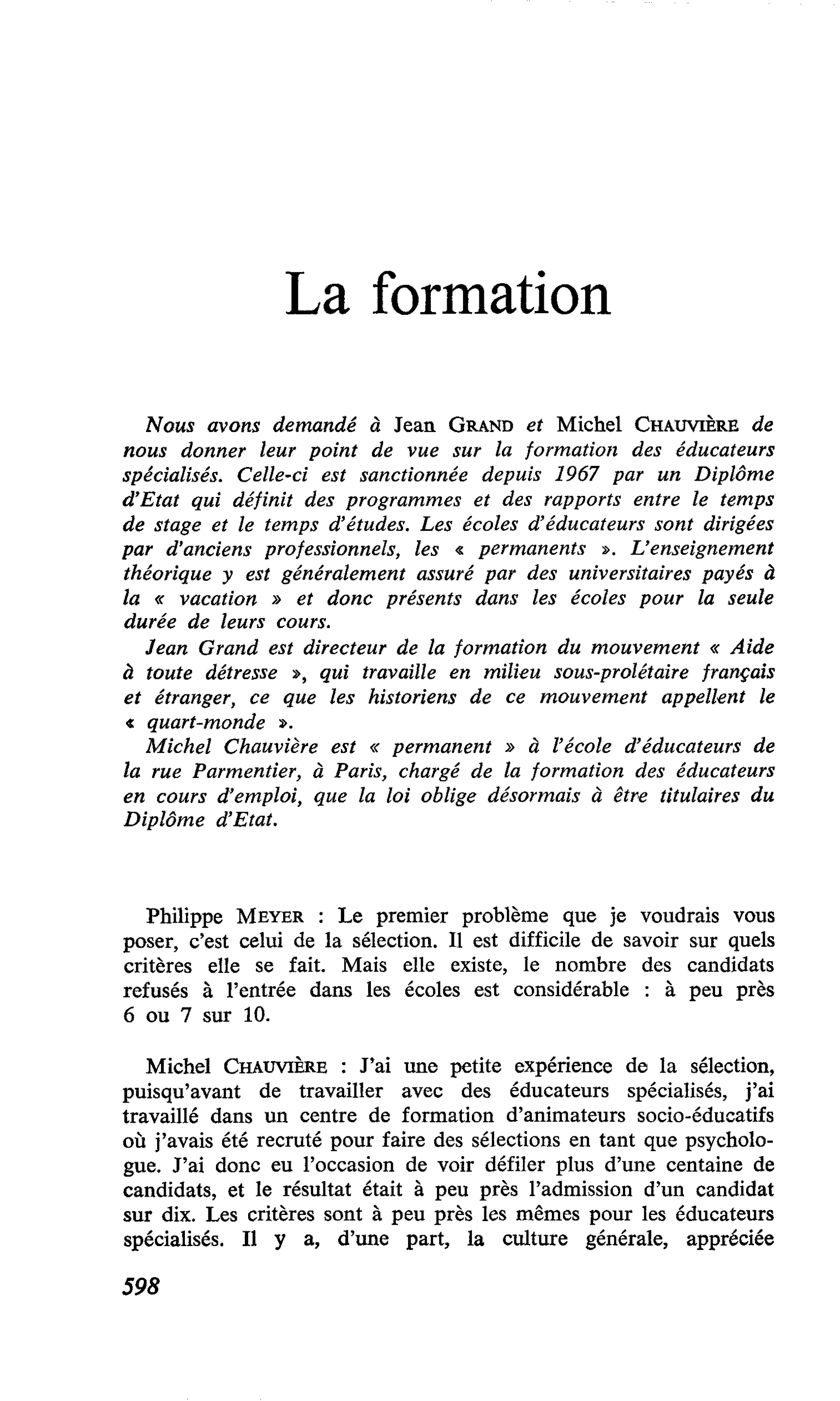 La formation