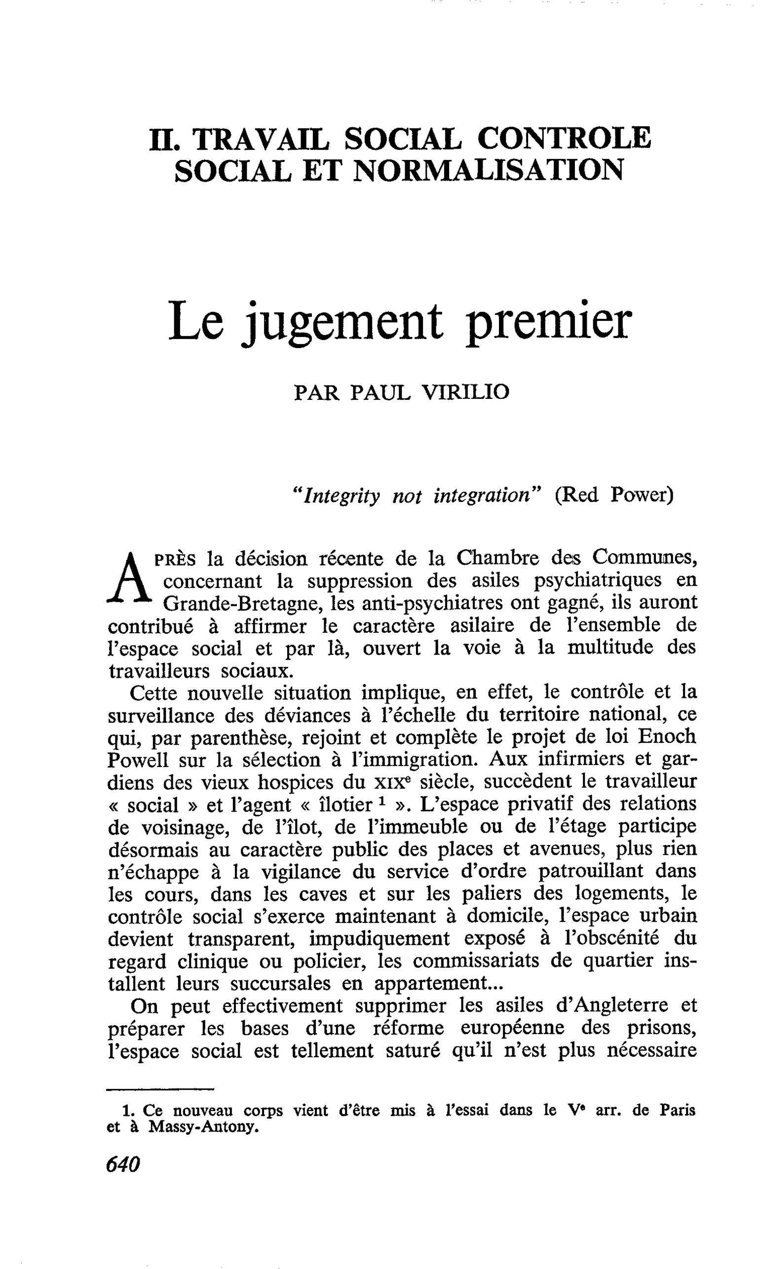 Le jugement premier