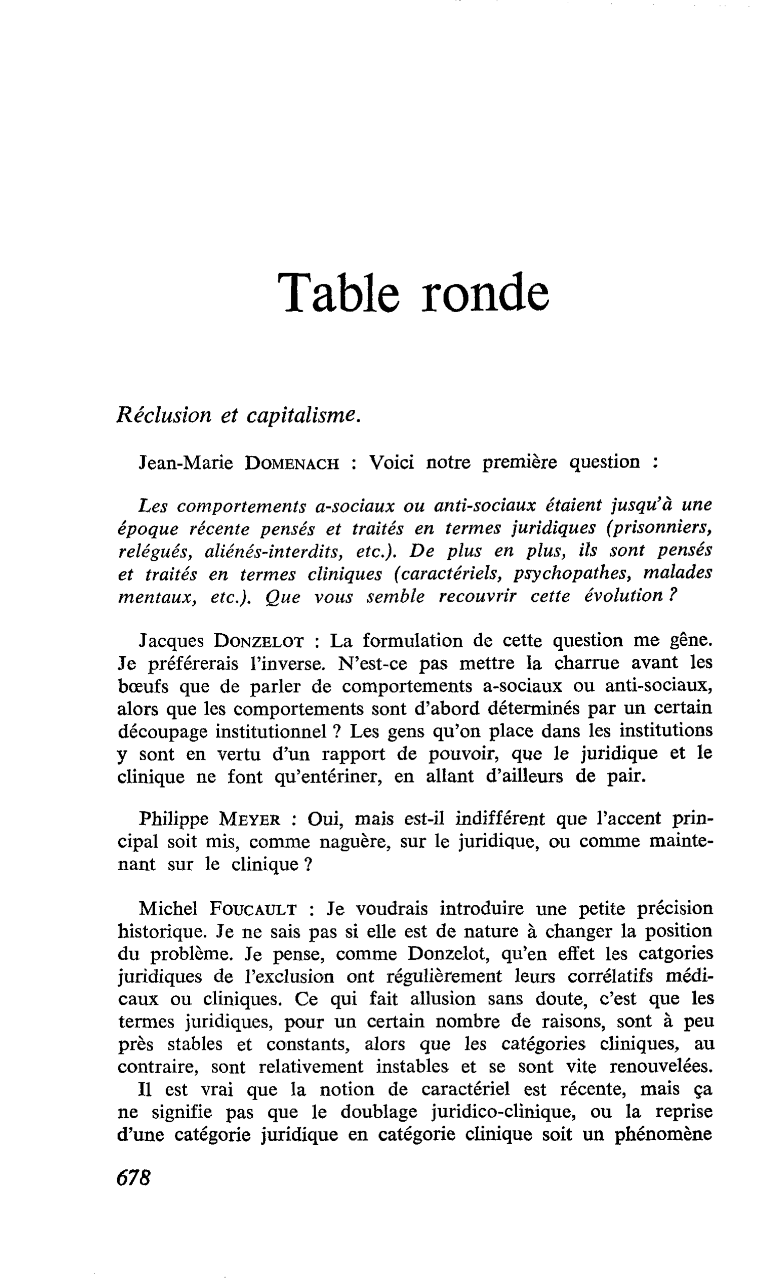 Table ronde : réclusion et capitalisme