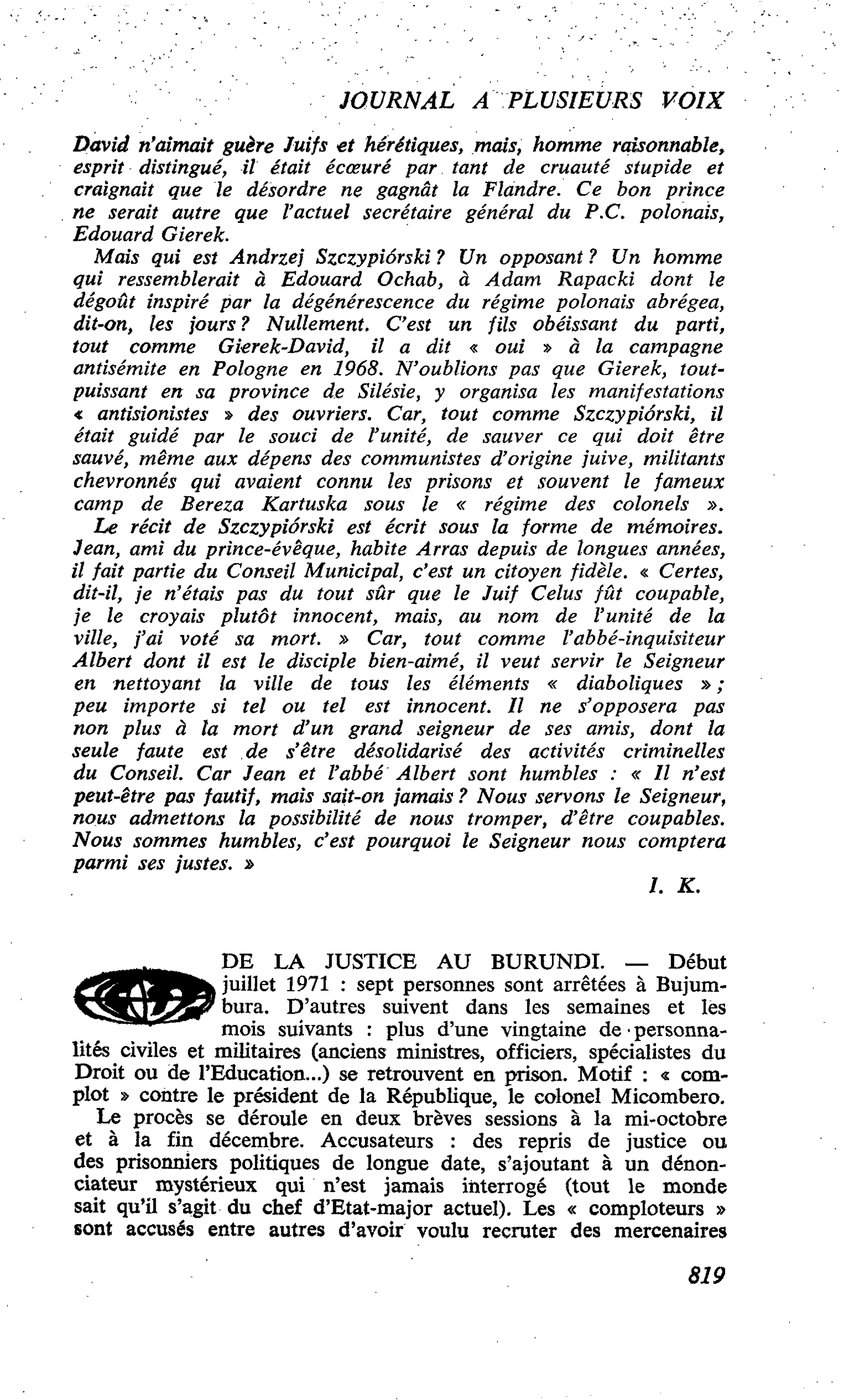DE LA JUSTICE AU BURUNDI