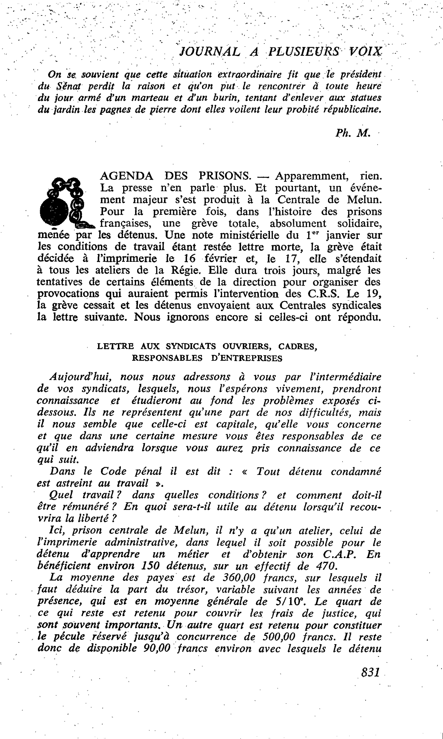 AGENDA DES PRISONS