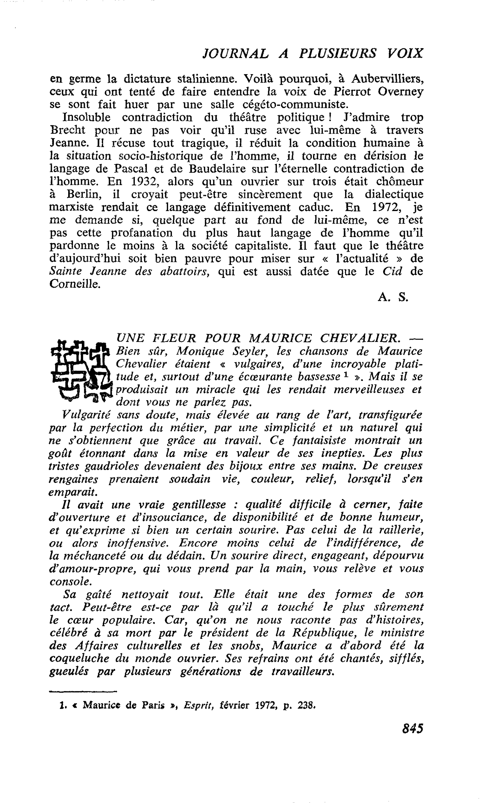 UNE FLEUR POUR MAURICE CHEVALIER